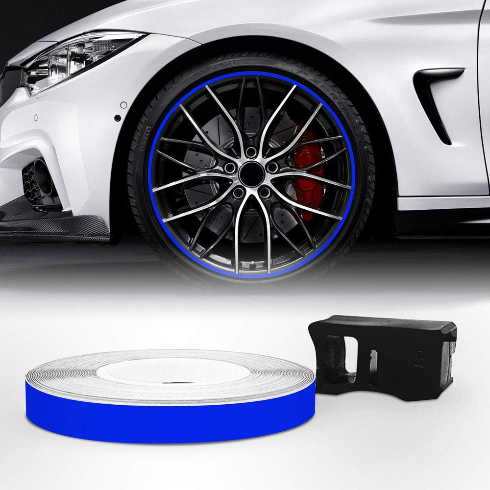 Quattroerre Refractive Wheel Trim Stripes with Applicator for Car Rims, Blue