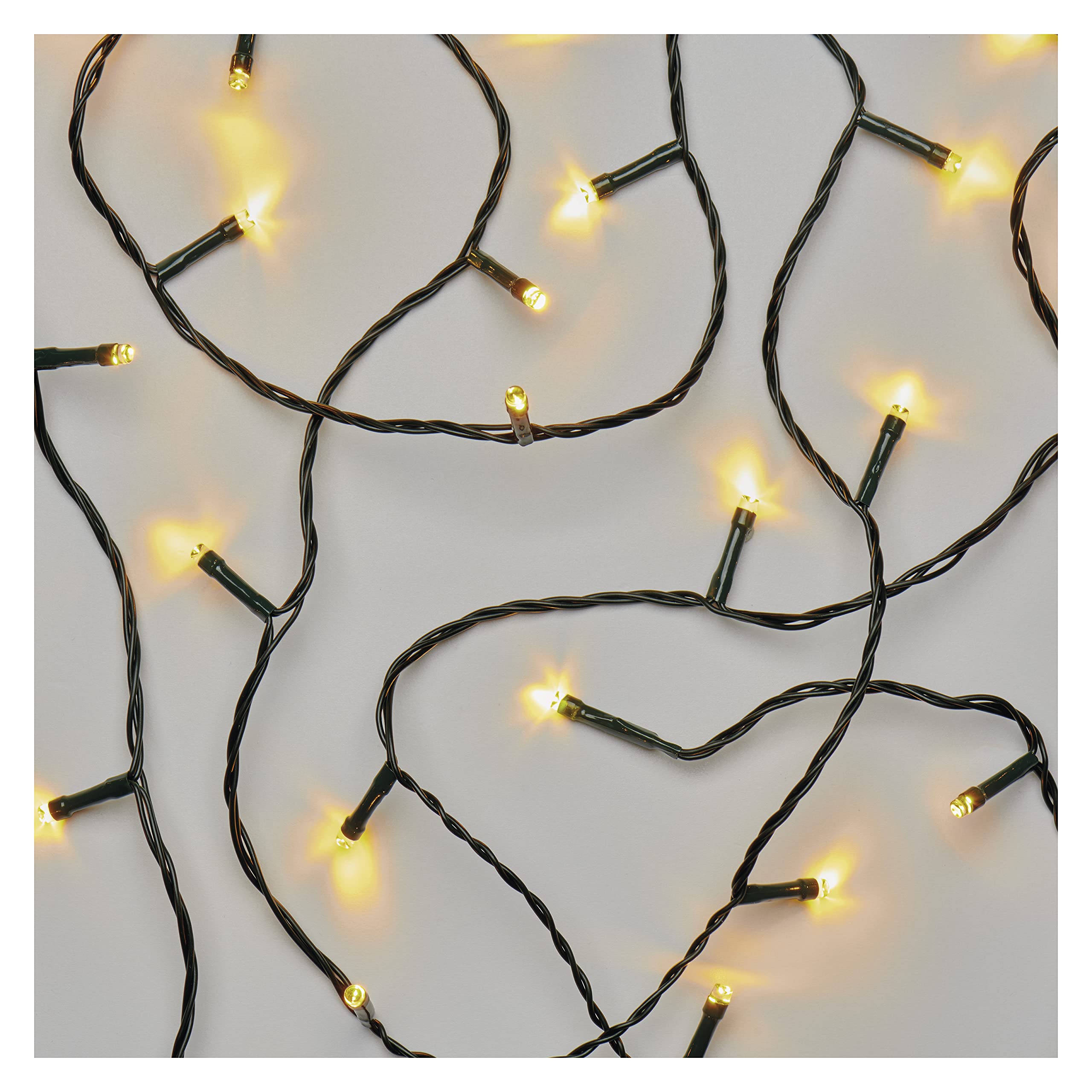 EMOS D4FW01 Warm White LED Fairy Lights 2.8 Metres, Black Wire with 40 LEDs, 6/18 Hour Timer Function, Battery Operated (3 x AA), Light Time 10,000, IP44 for Indoor and Outdoor Use