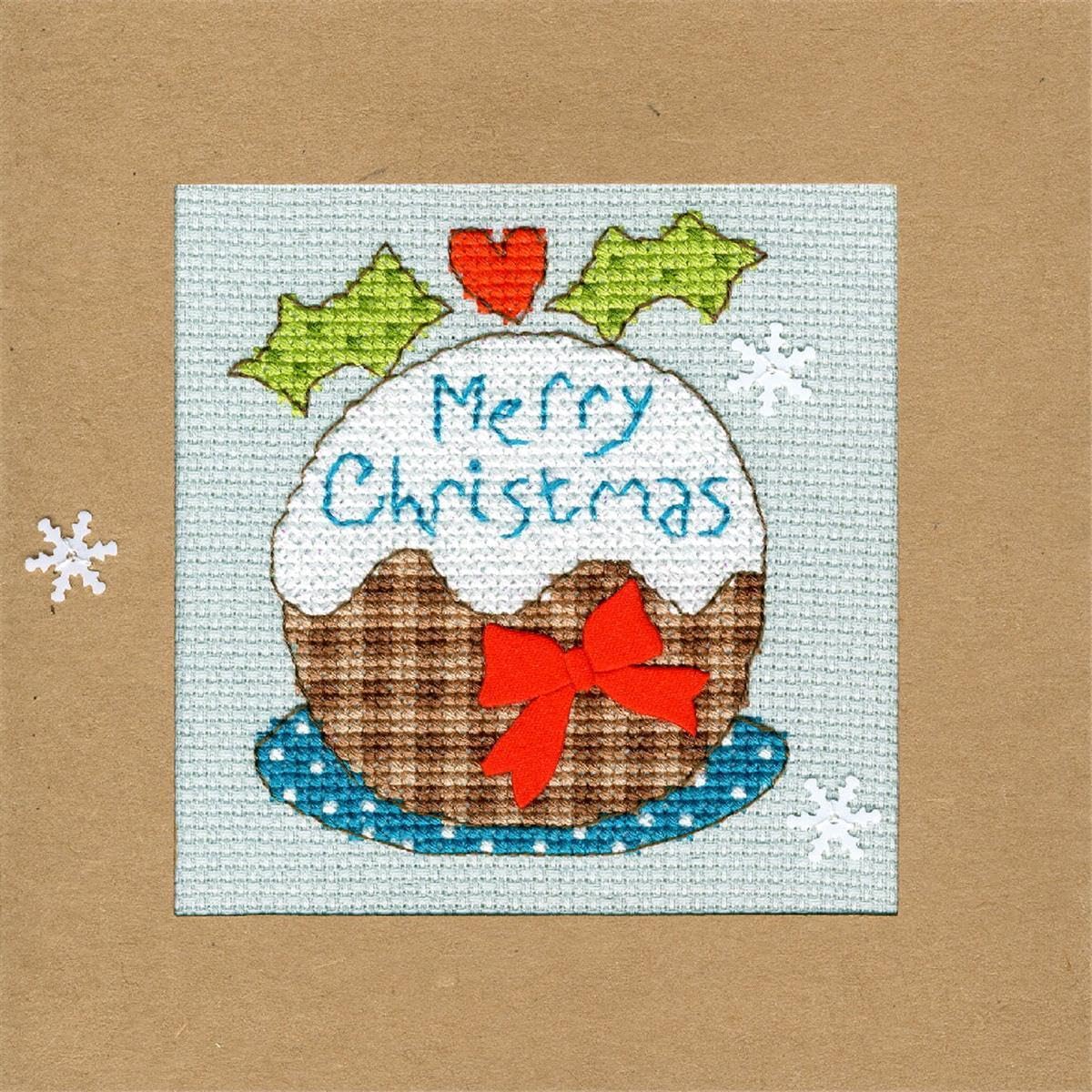 Bothy Threads Cross Stitch Kit - Christmas Card - Snowy Pudding