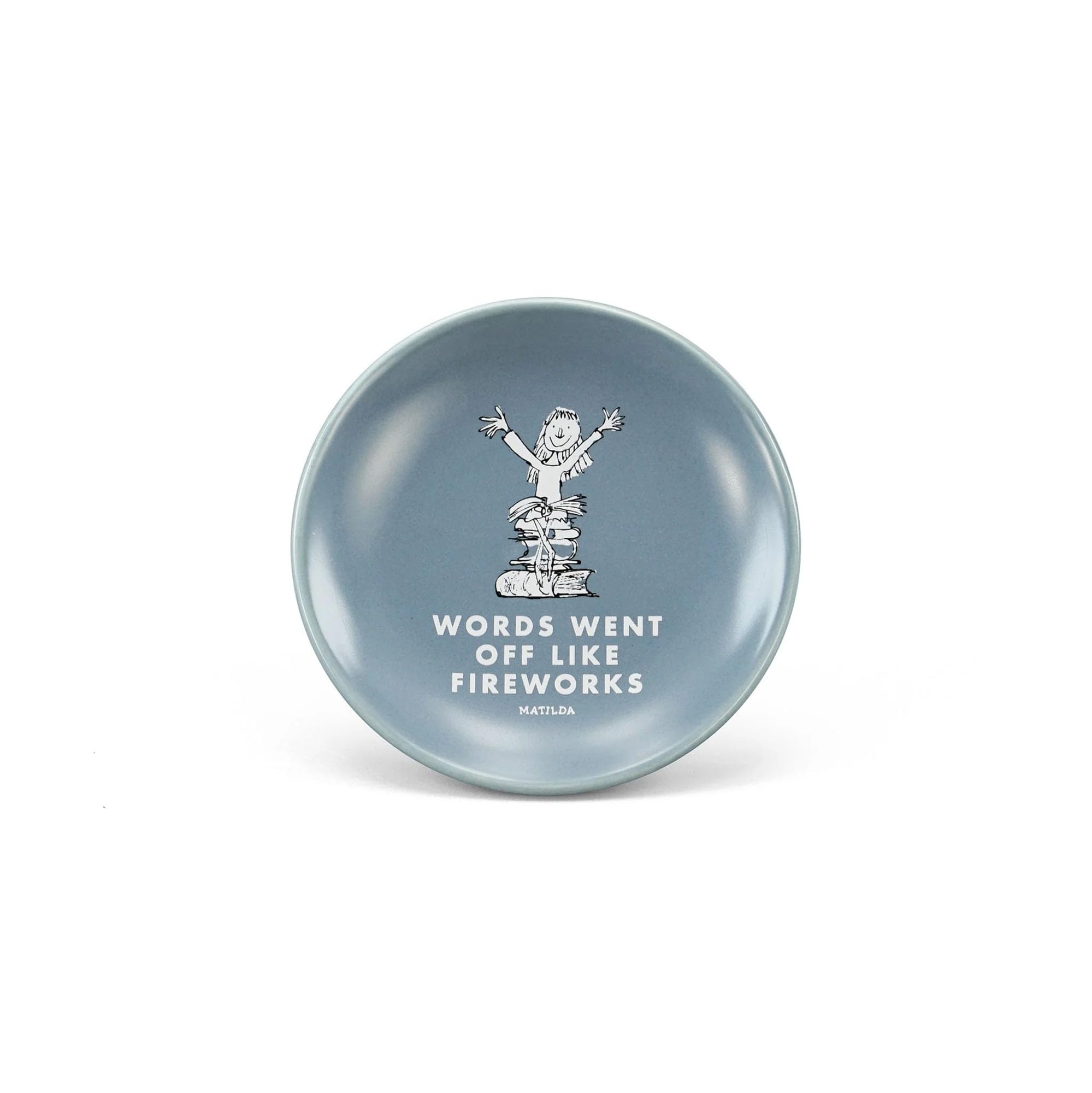 Half Moon Bay Words Went Off Like Fireworks - Matilda - Periwinkle Blue 3.35 Inch Stoneware Round Jewelry Trinket Dish Tray