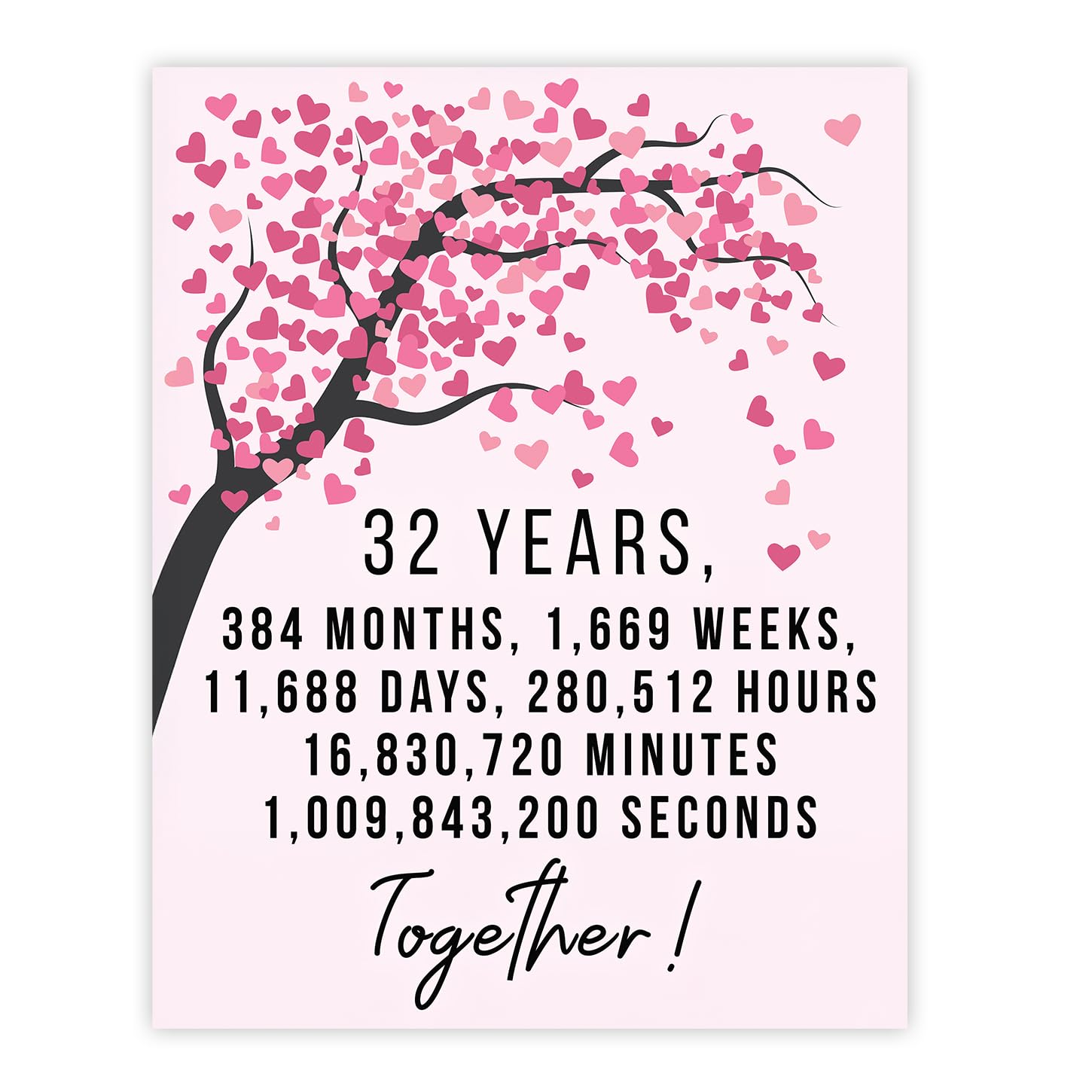 Stuff4 32nd Anniversary Poster Unframed - 32 Years 384 Months - Happy 32nd Wedding Anniversary Cute Gifts for Girlfriend Husband Companion Wife Partner Boyfriend, 8x10 Inch Anniversaries Posters