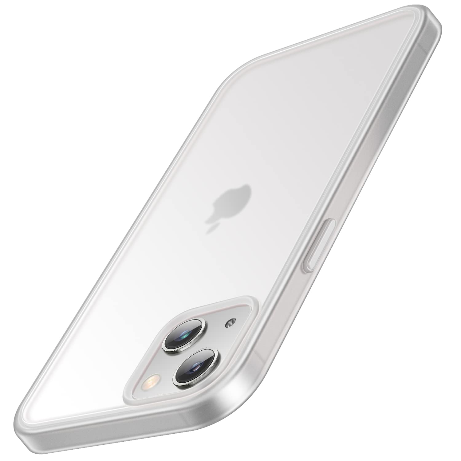 TENDLIN Compatible with iPhone 14 Plus Case Translucent Matte Hard Back with Soft Silicone Bumper Comfortable Case (White)