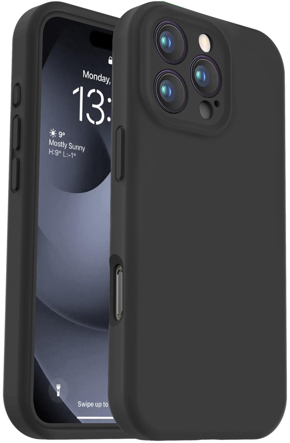 Vooii Compatible with iPhone 16 Pro Max Case, Liquid Silicone Upgrade [Camera Protection] [Soft Anti-Scratch Microfiber Lining] Shockproof Phone Case for iPhone 16 Pro Max 6.9 inch - Black