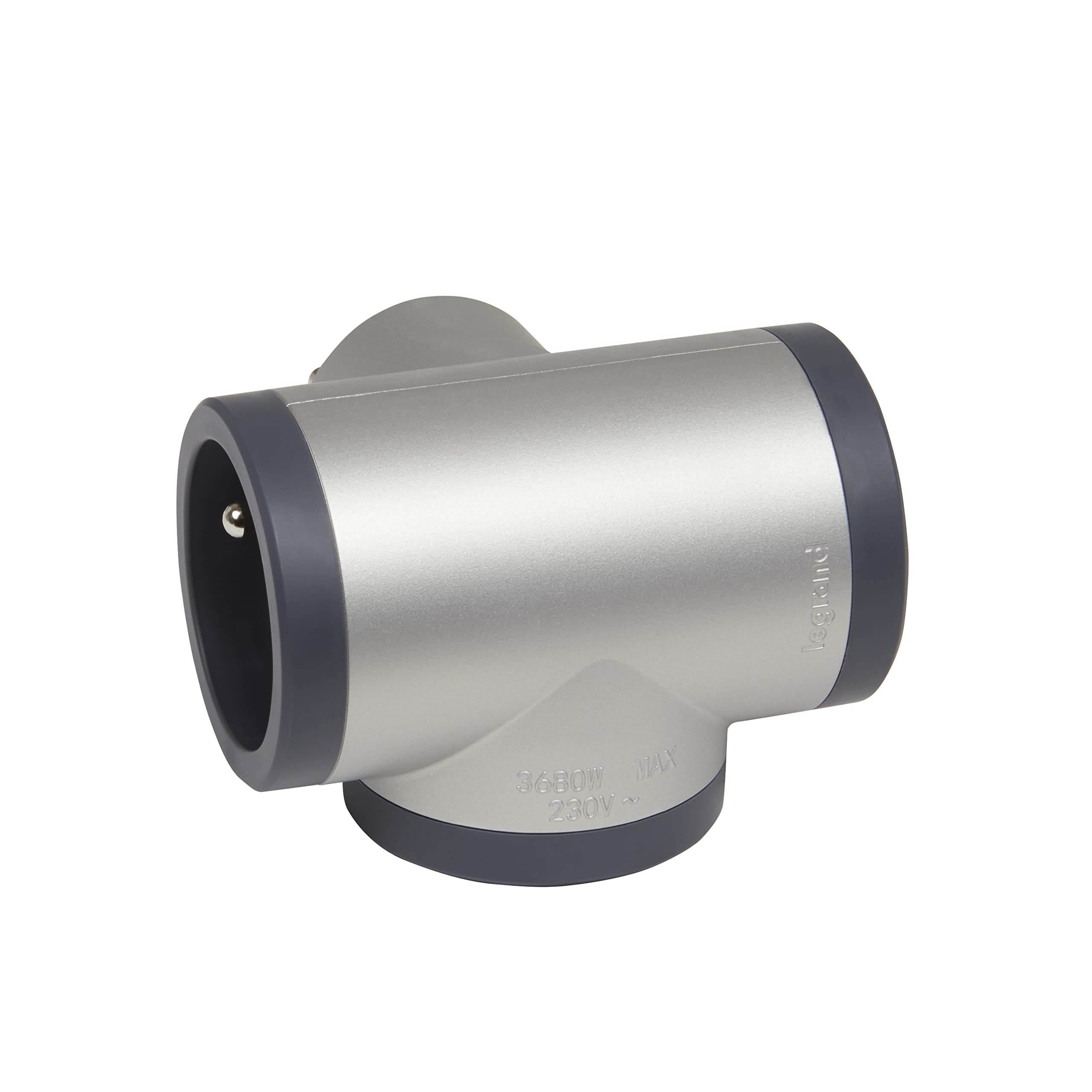 LEGRAND - Triple power strip - 3 T-side sockets with ground - integrated child protection - aluminium and dark grey