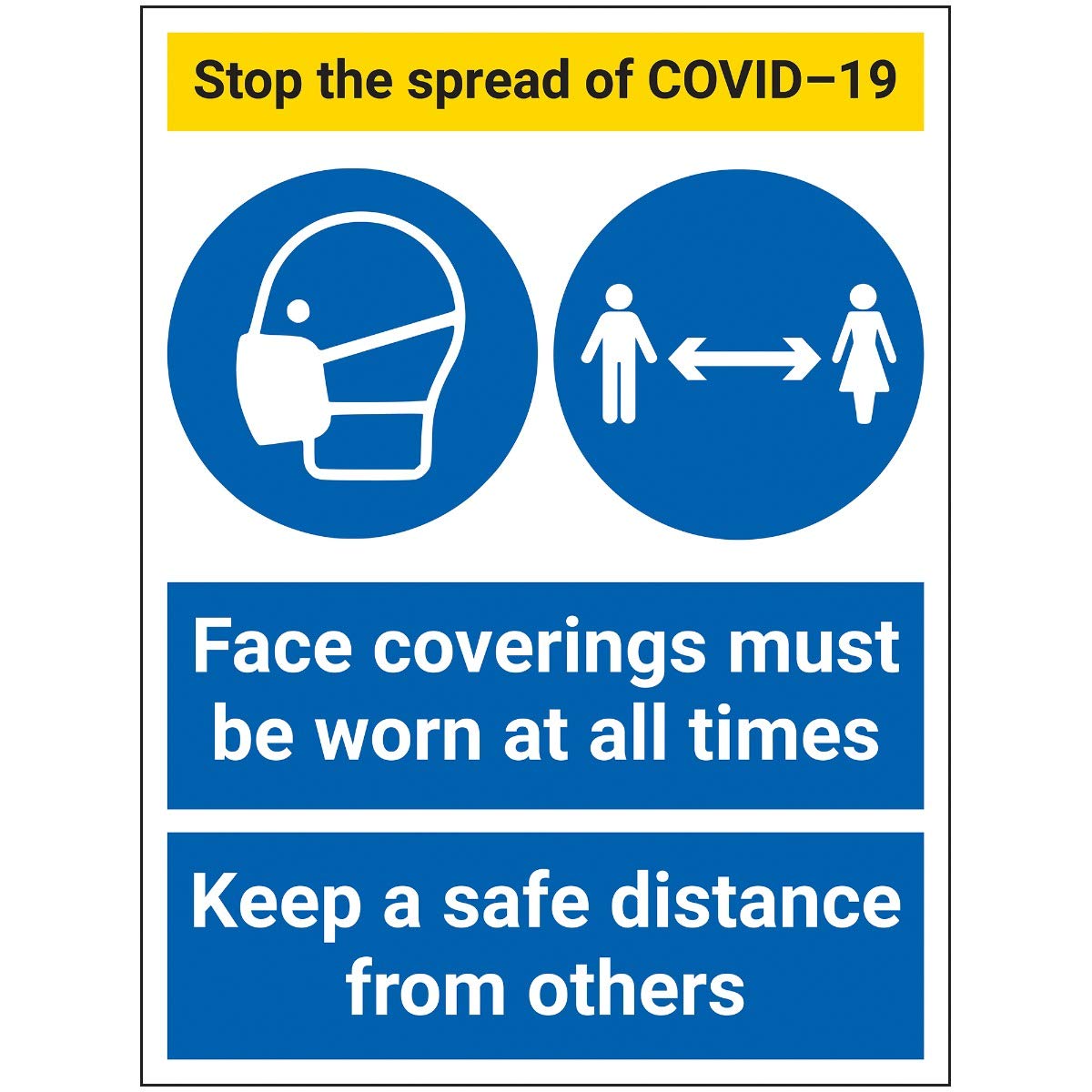 V Safety Stop The Spread - Face Coverings… Distance - 300x400mm - Self Adhesive Vinyl