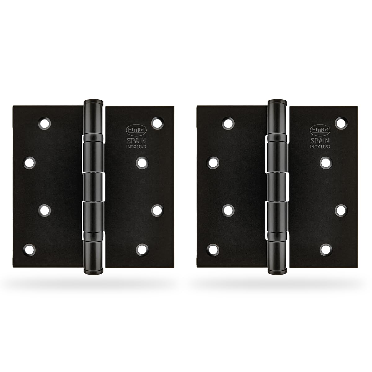 Amig - Pack of 2 Removable Hinges | 4'' x 4'' (101 x 101 x 2.5 mm) | 18/8 Stainless Steel | Black | with Flat Finish | 2 Bearings