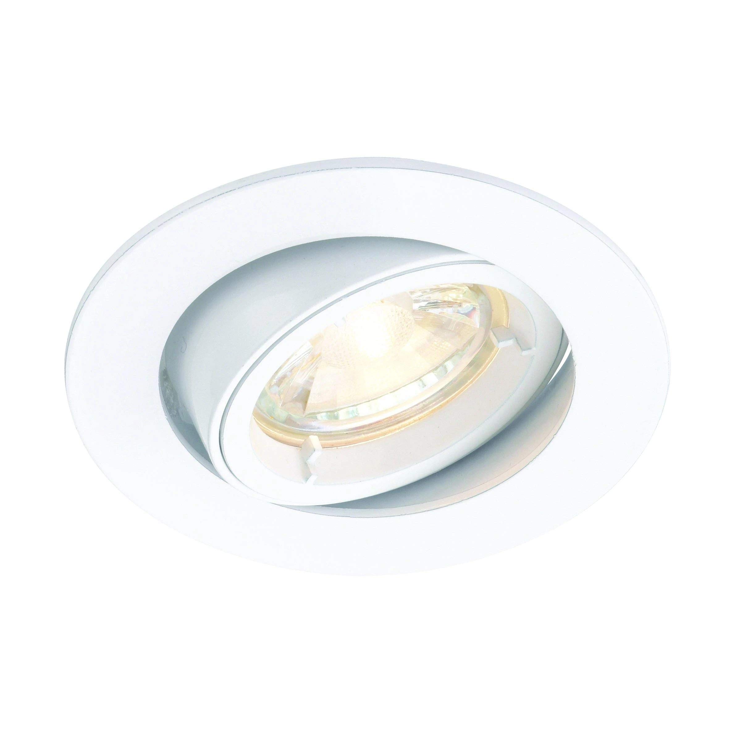 Saxby Cast 50W Modern Decorative Tilt Matt White Halogen GU10 Dimmable Recessed Downlight