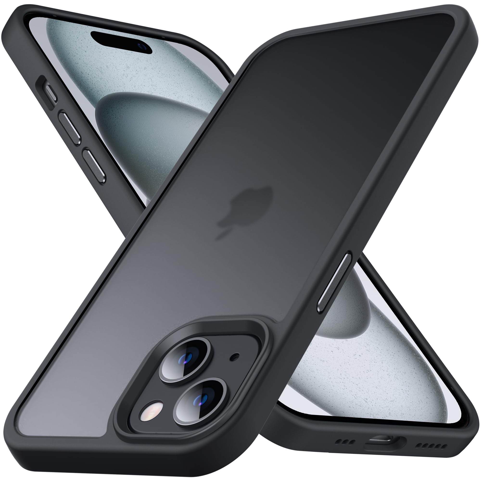 Anqrp Designed for iPhone 15 Plus Case, [Military Shockproof] Super Soft Silicone Slim Translucent Matte Protective Phone Cover, Compatible with iPhone 15 Plus 6.7", Black