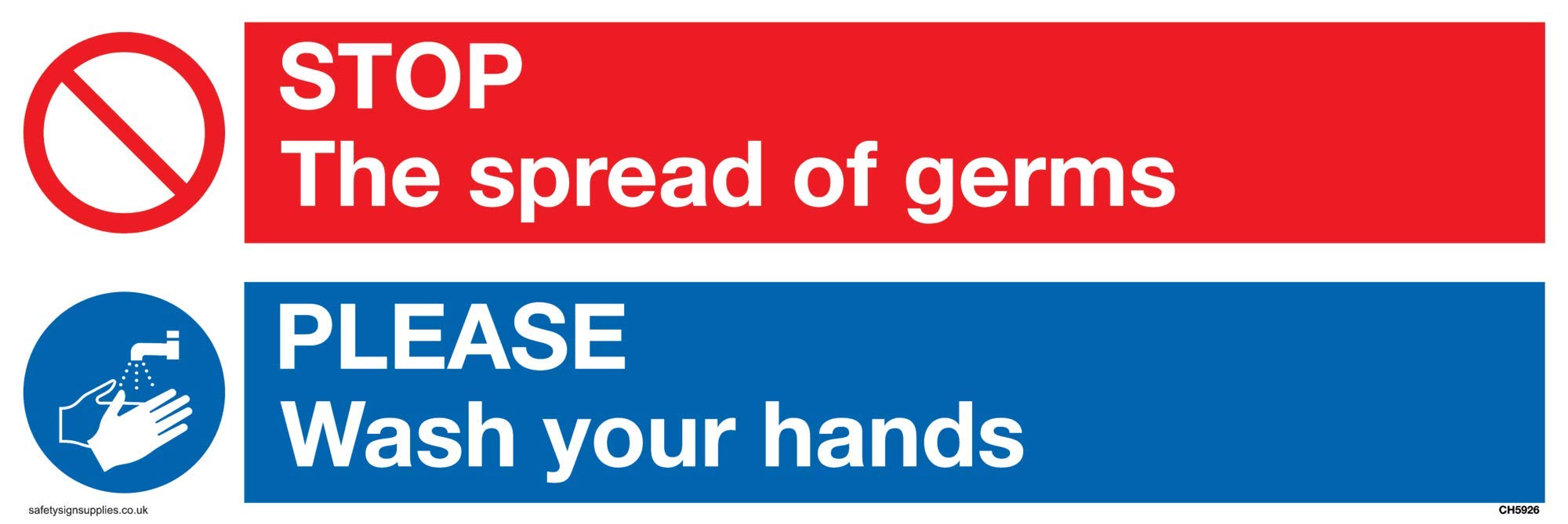 Viking Signs STOP germs PLEASE wash your hands sign - Plastic Rigid 3mm