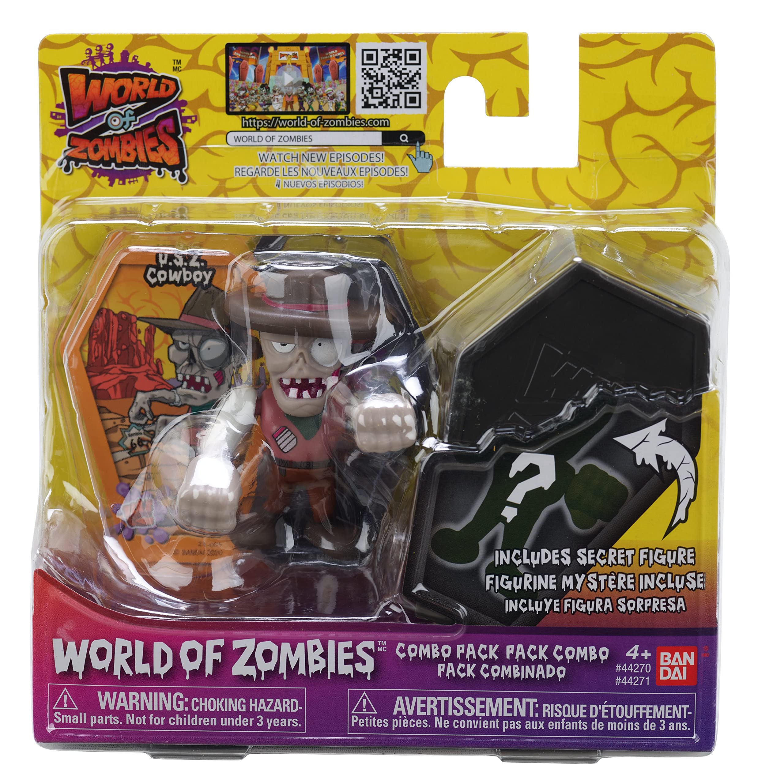 World of Zombies 44271 Bandai U.S.Z. Cowboy & Mystery 2.5 Inch Figures (2-Pack), Multicolour