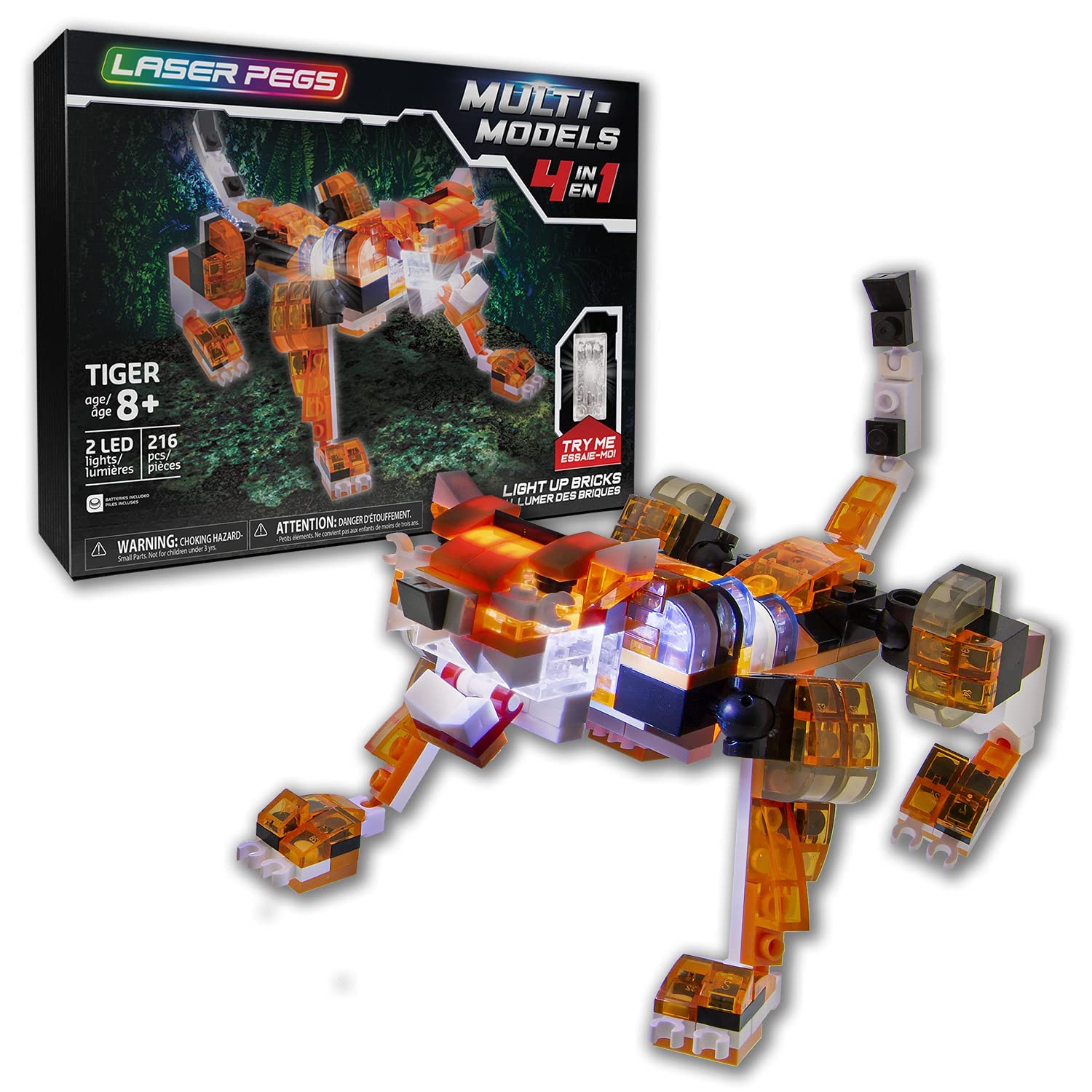 Laser Pegs LAU04000 Multi Models-4-in-1 Red Tiger