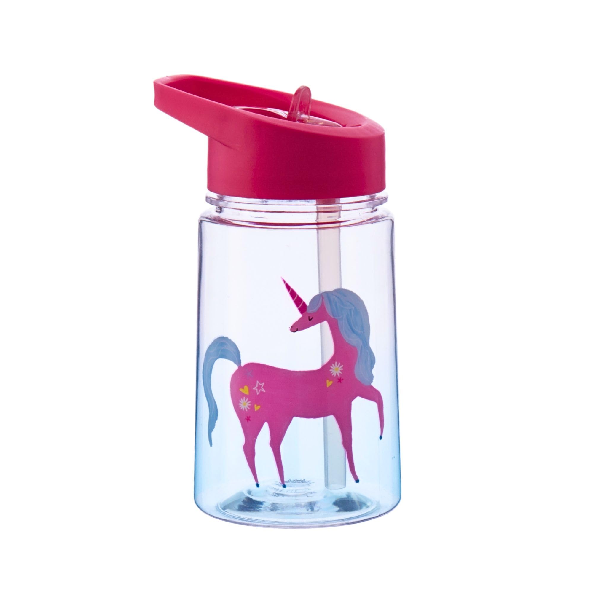 HOX 350ml Kids Water Bottle - BPA-Free Plastic PP, Flip-Top Lid, Reusable & Leak-Proof Design, Lightweight & Durable for School & Travel - Unicorn