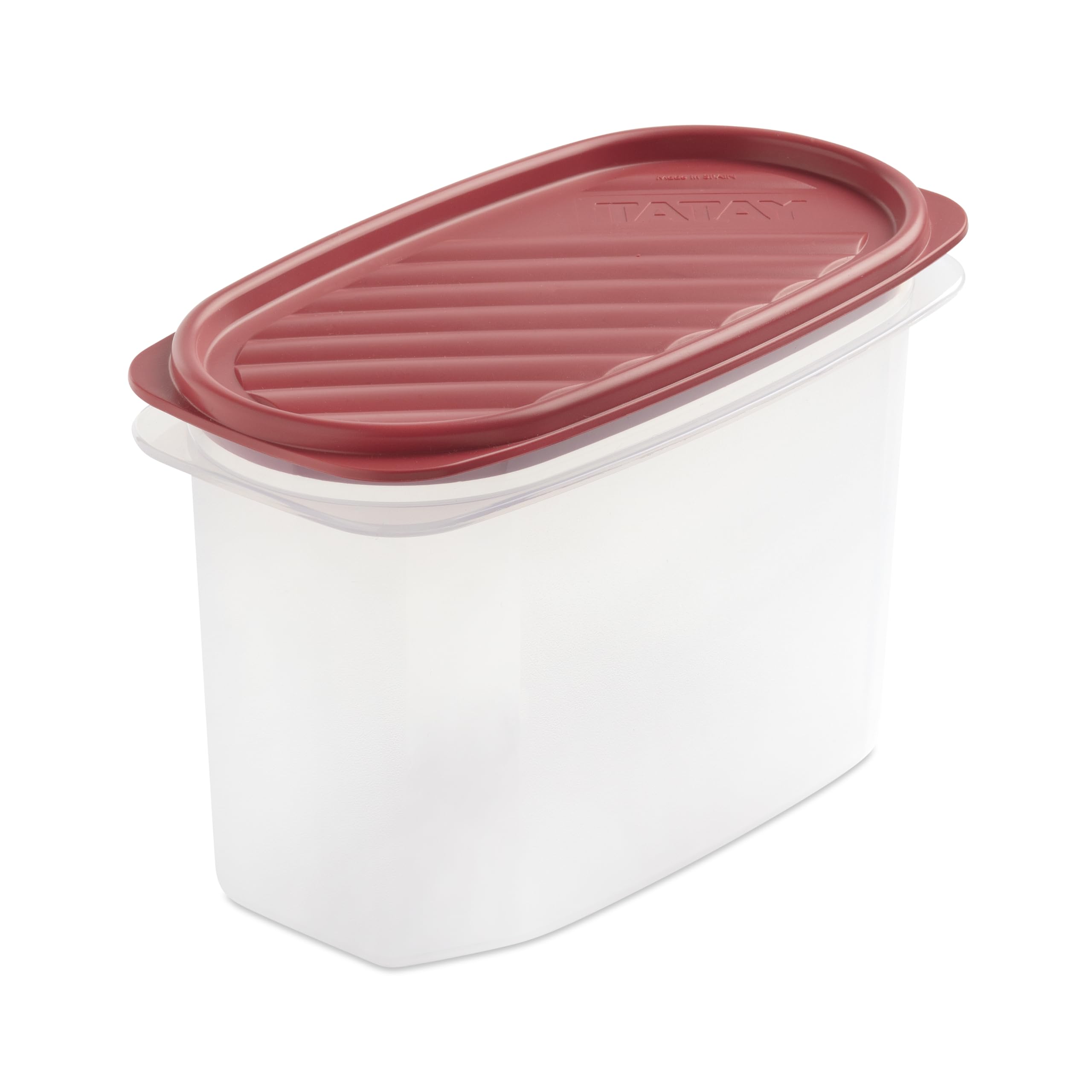 TATAY Food Storage, Airtight, 1.2 L of Capacity, Flexible Pressure Lid, BPA free, Suitable Microwave and Dishwasher, Red. Measures: 18,4 x 9,7 x 12,2 cm