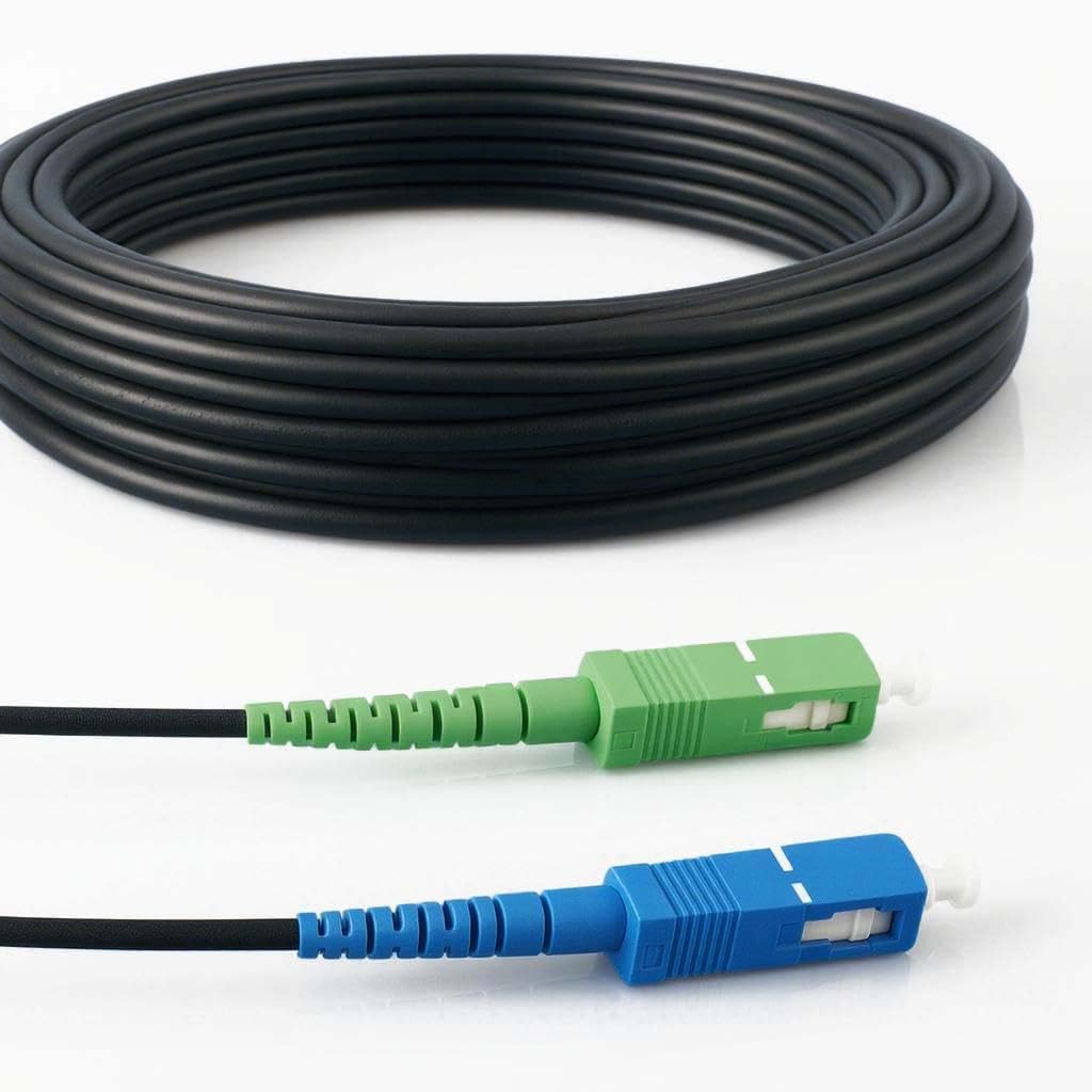 Elfcam - Armored Fiber Optic Cable SC/APC to SC/UPC Simplex Singlemode LSZH (40m/131.28ft)