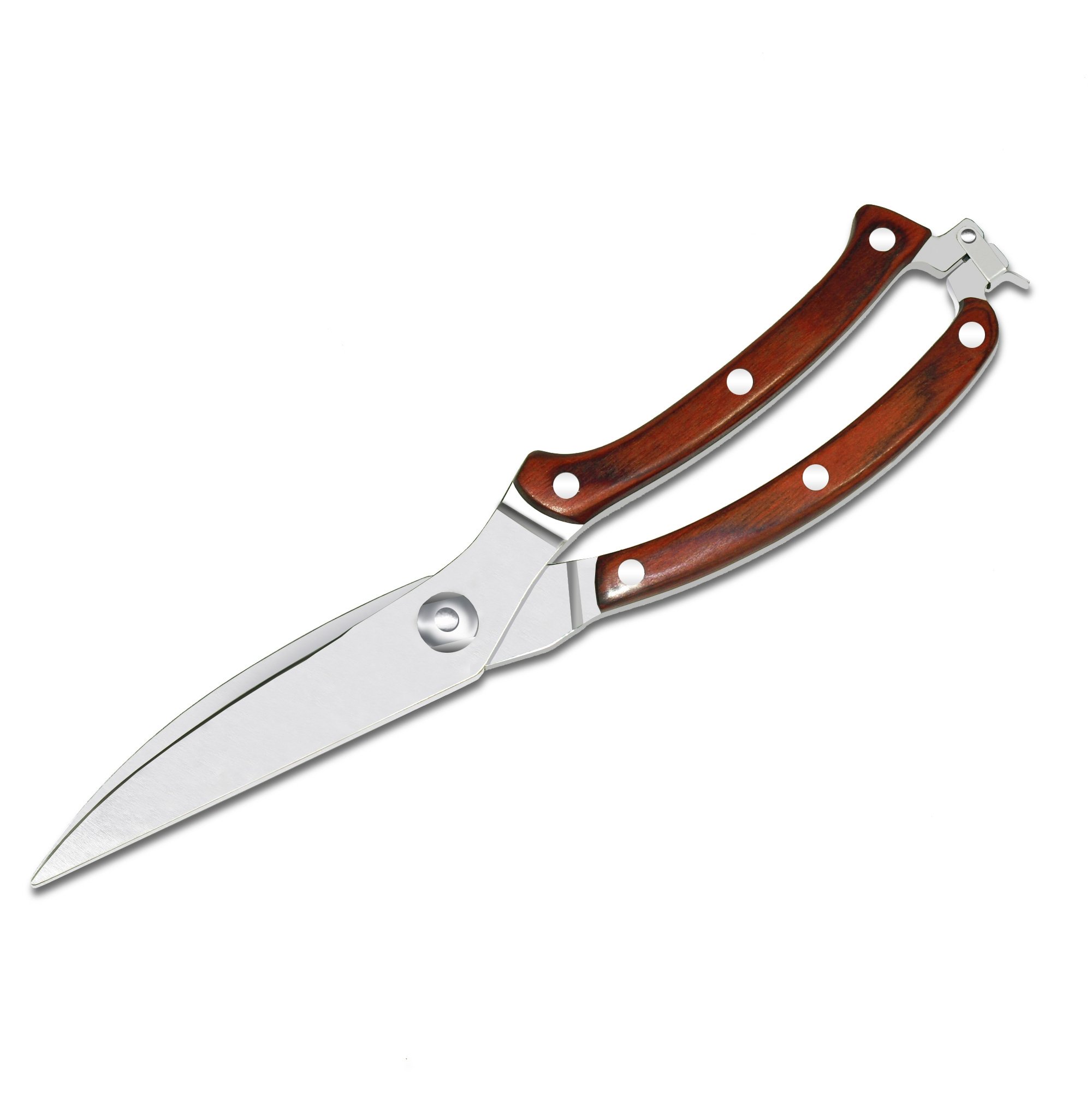 JoyFork Multi Purpose Stainless Steel Kitchen Shears, Household Heavy Duty Poultry Scissors with Finest Sharp Blade and Safety Clip, Hand Chicken Bone Shear for Poultry, Fish, Herbs, BBQ Red