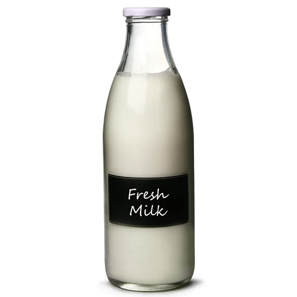 Milk Bottle with Chalkboard Front and Lid 1ltr | Glass Milk Bottle with Chalkboard Label