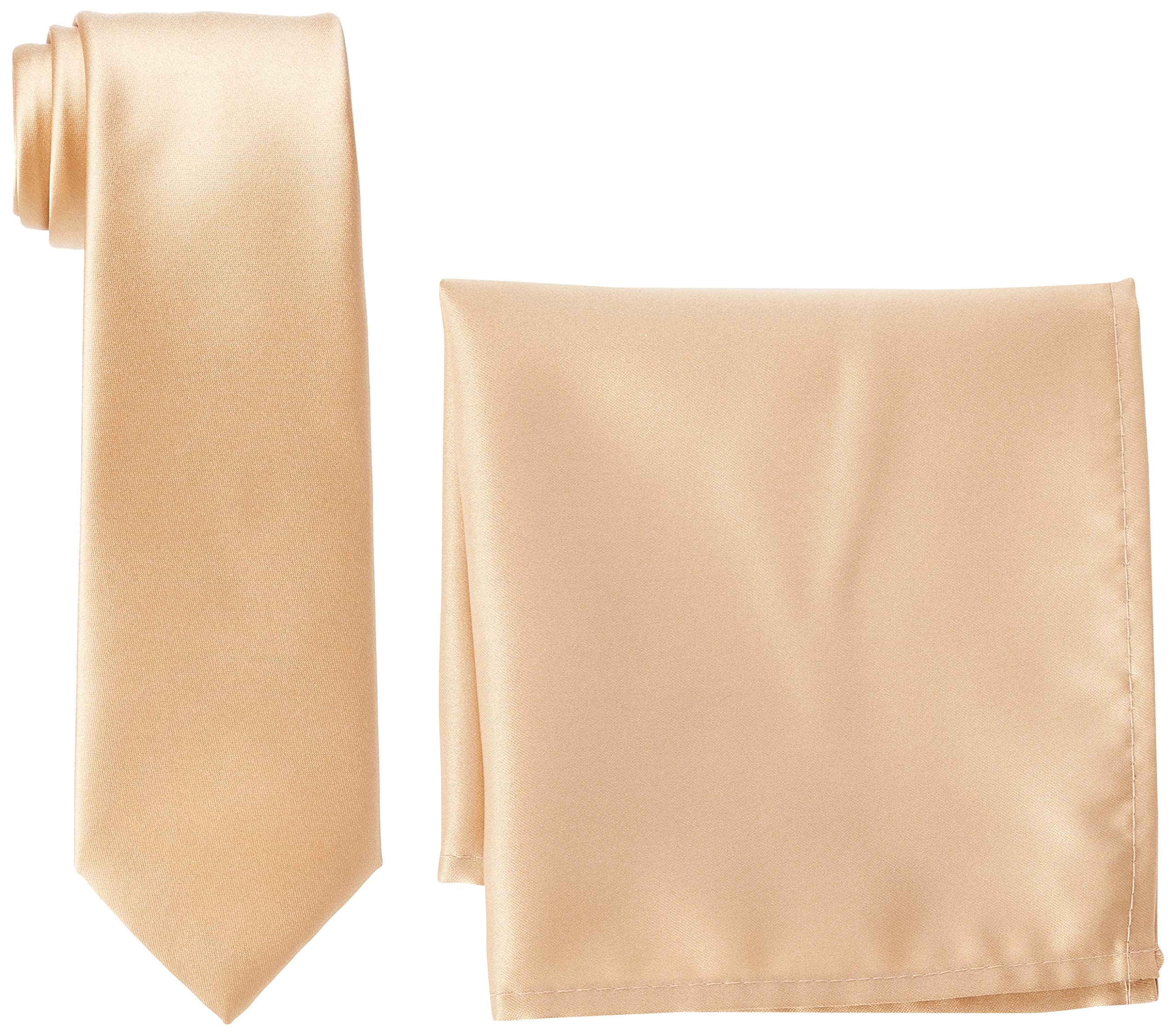 Rael-Brook Folkespeare | Men’s Classic Tie & Standard Width Satin Pocket Square Set | Bottle Green Satin, 30cm x 30cm