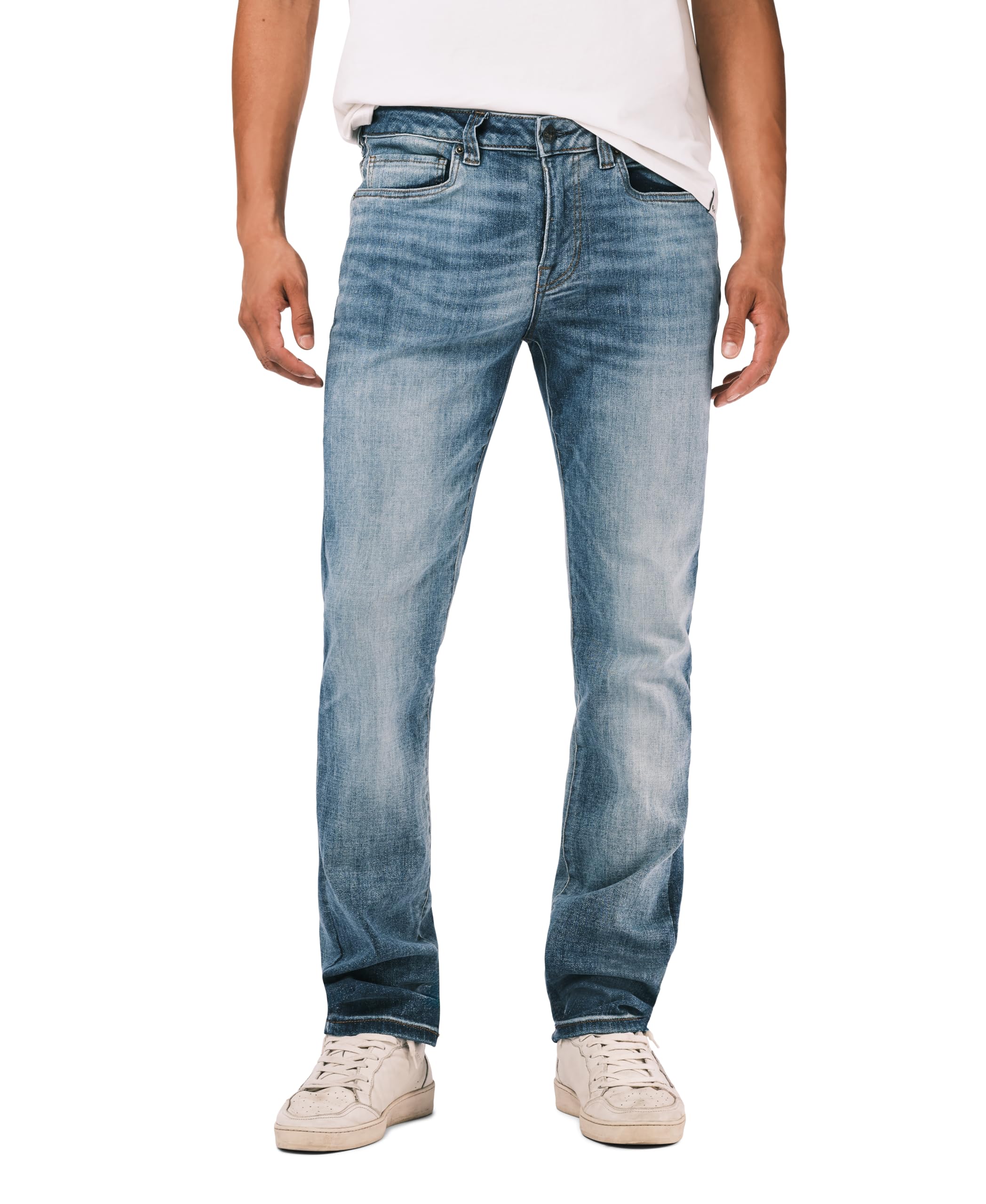 Buffalo David Bitton Men's Slim Ash Jeans, Authentic and Sanded Indigo, 42W x 32L