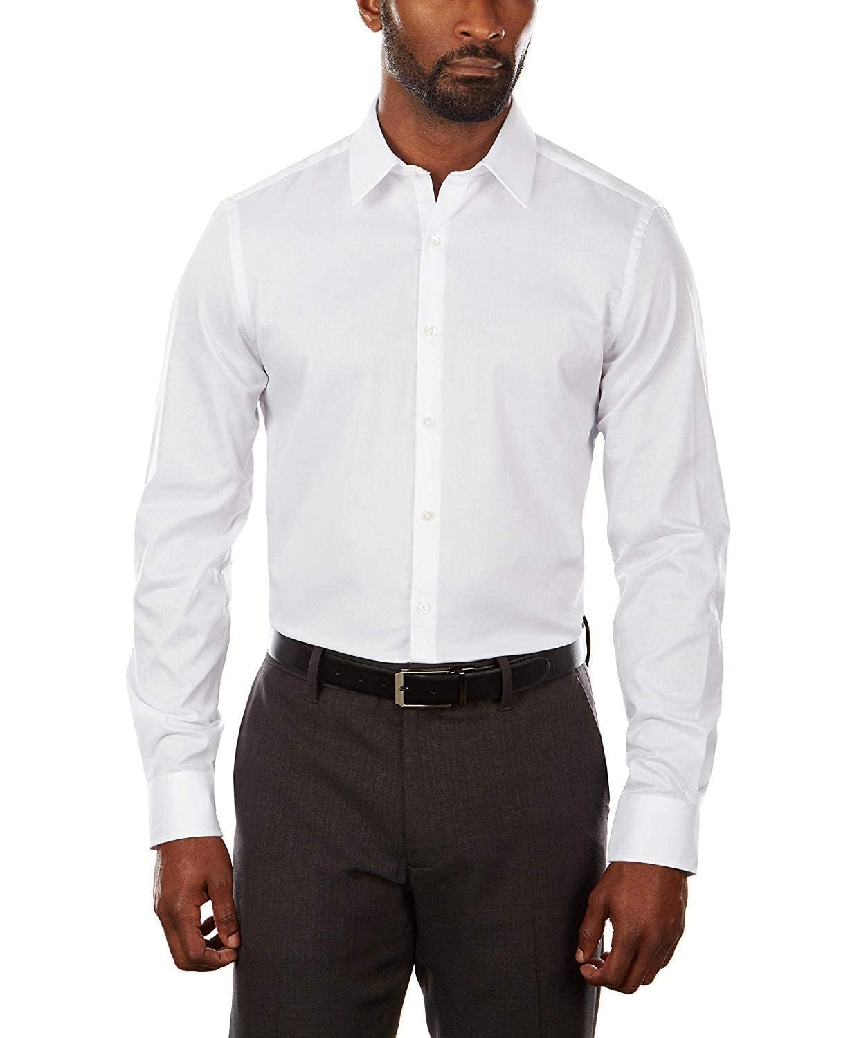 Van Heusen Men's Dress Shirt Slim Fit Flex Collar Stretch Solid, White, 18" Neck 34"-35" Sleeve