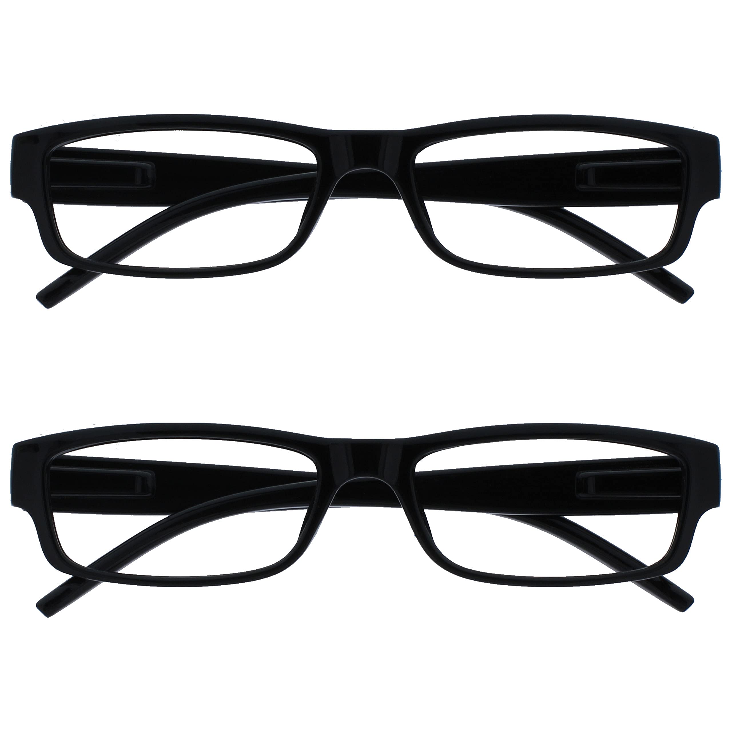 OPULIZE The Reading Glasses Company Black Lightweight Comfortable Readers Value 2 Pack Mens Womens RR32-1 +1.00
