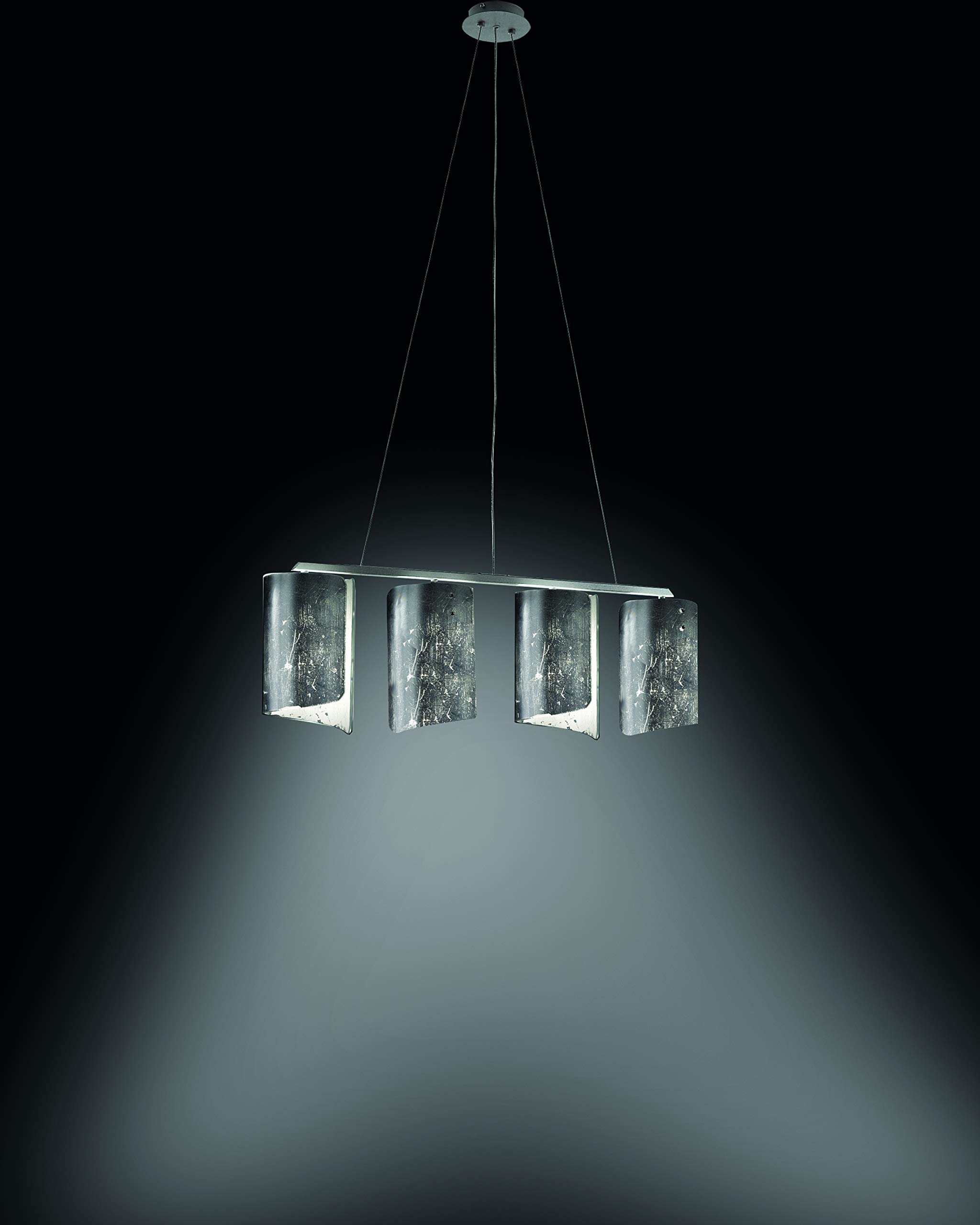 Selene illuminazione Chandelier, Glass Metal, 70 W, Silver