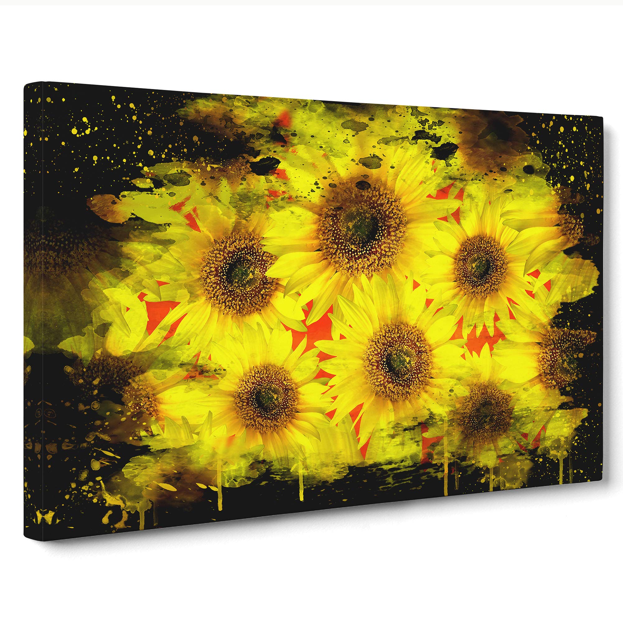 Flower Yellow Sunflowers (6) Canvas Print for Living Room Bedroom Home Office Décor, Wall Art Picture Ready to Hang, 30 x 20 Inch (76 x 50 cm)