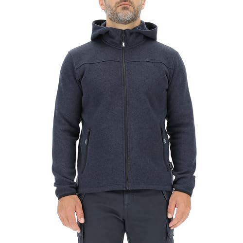 JEEP O102880-A099 J MAN HOODED TRICOT FLEECE JACKET W/Zipped Pockets Label J23W Blue Melange S