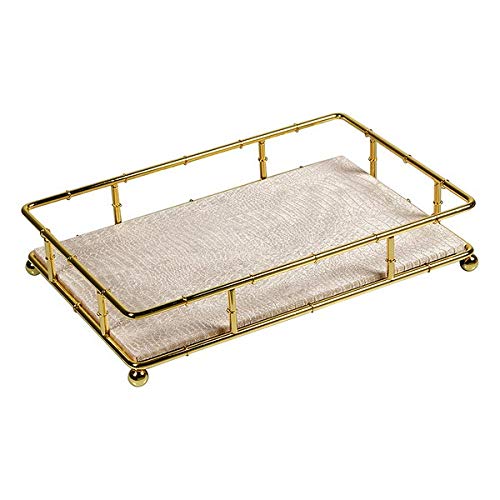 Bigbuy Home S0111111 Brass Gold Tray, 30 x 20 x 7 cm