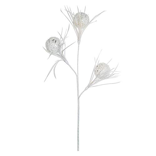 EUROCINSA Ref.71169C01 Christmas Tree with 3 White Balls, Box of 12, Plastic/Feathers, 52 cm