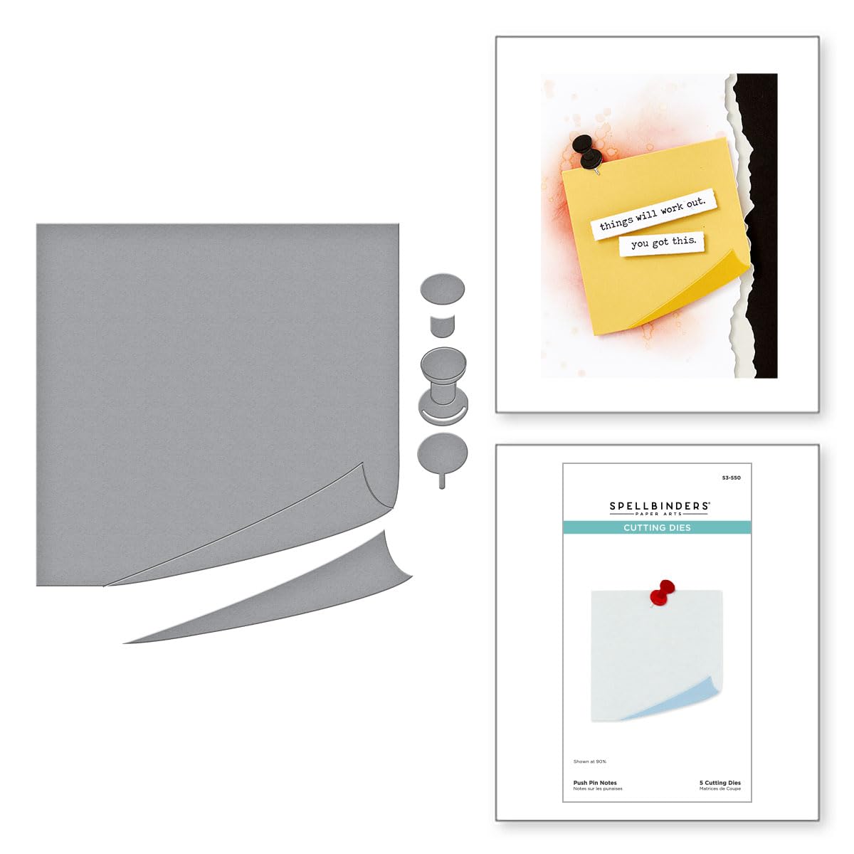 Spellbinders Push Pin Notes Etched Dies from The Take Note Collection