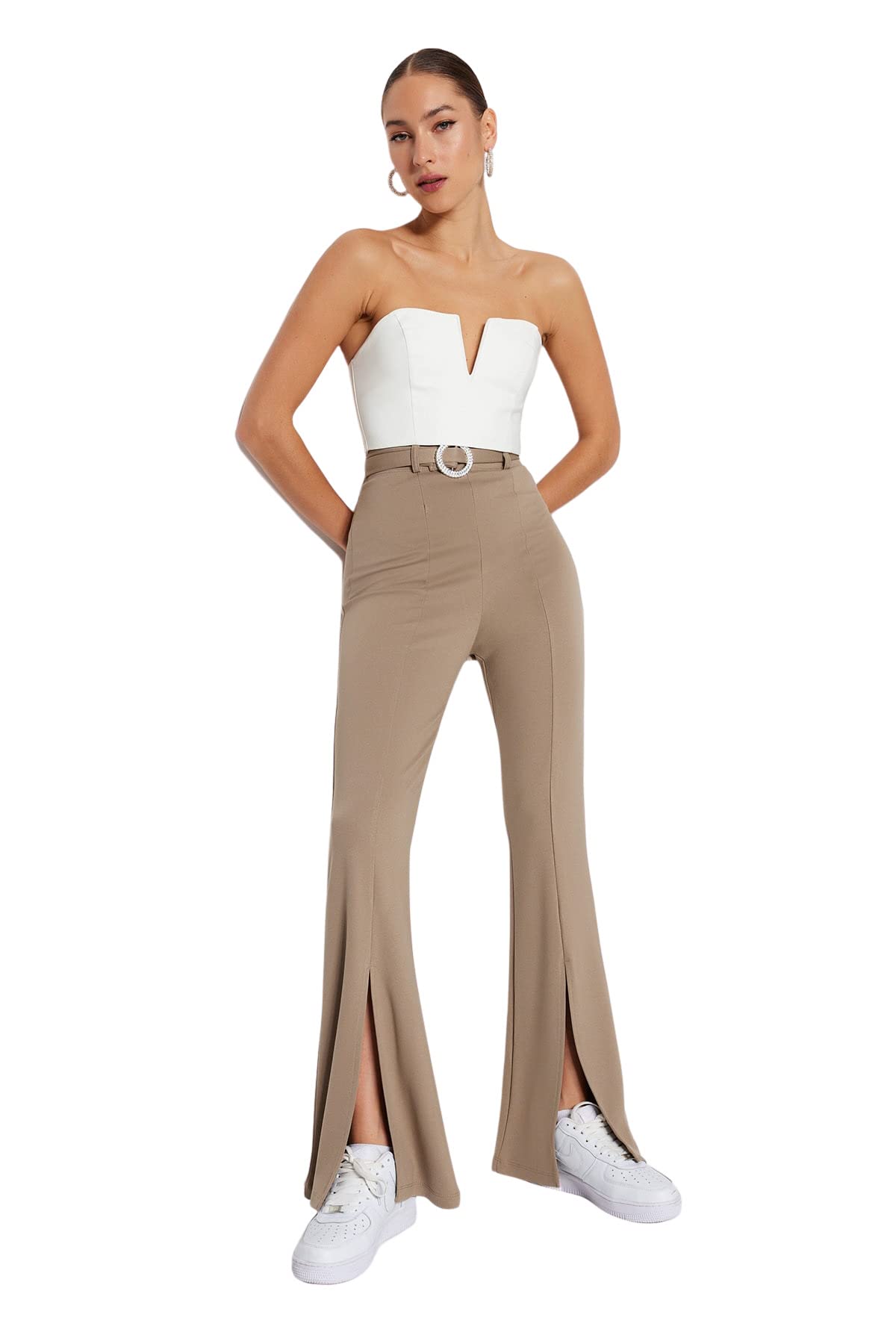 Trendyol Women High Waist Wide Leg Regular fit Trousers