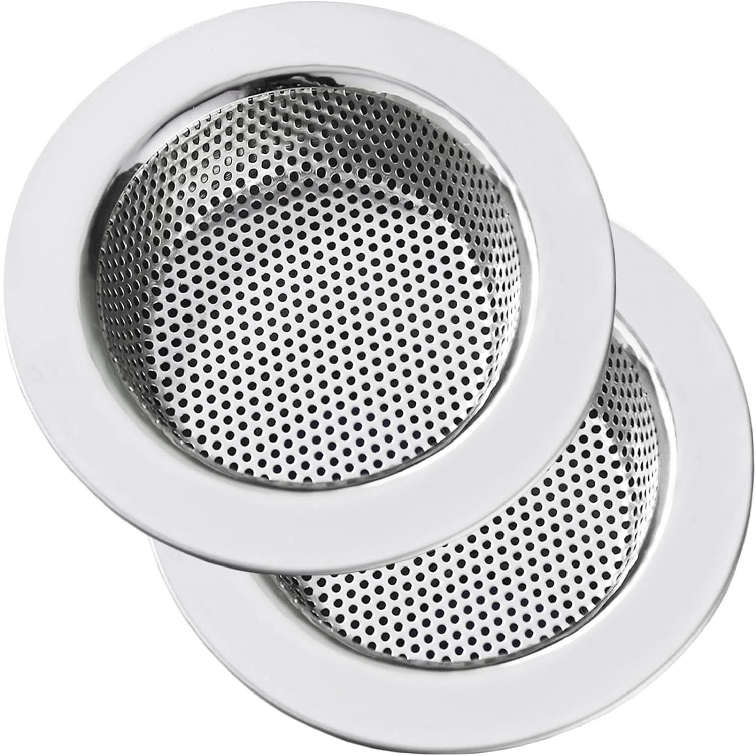 Akls Kitchen Sink Strainer Stainless Steel, Kitchen Sink Drain Strainer, Sink Strainers for Kitchen Sinks with Large Wide Rim 11.5 CM Diameter (2 Pack)
