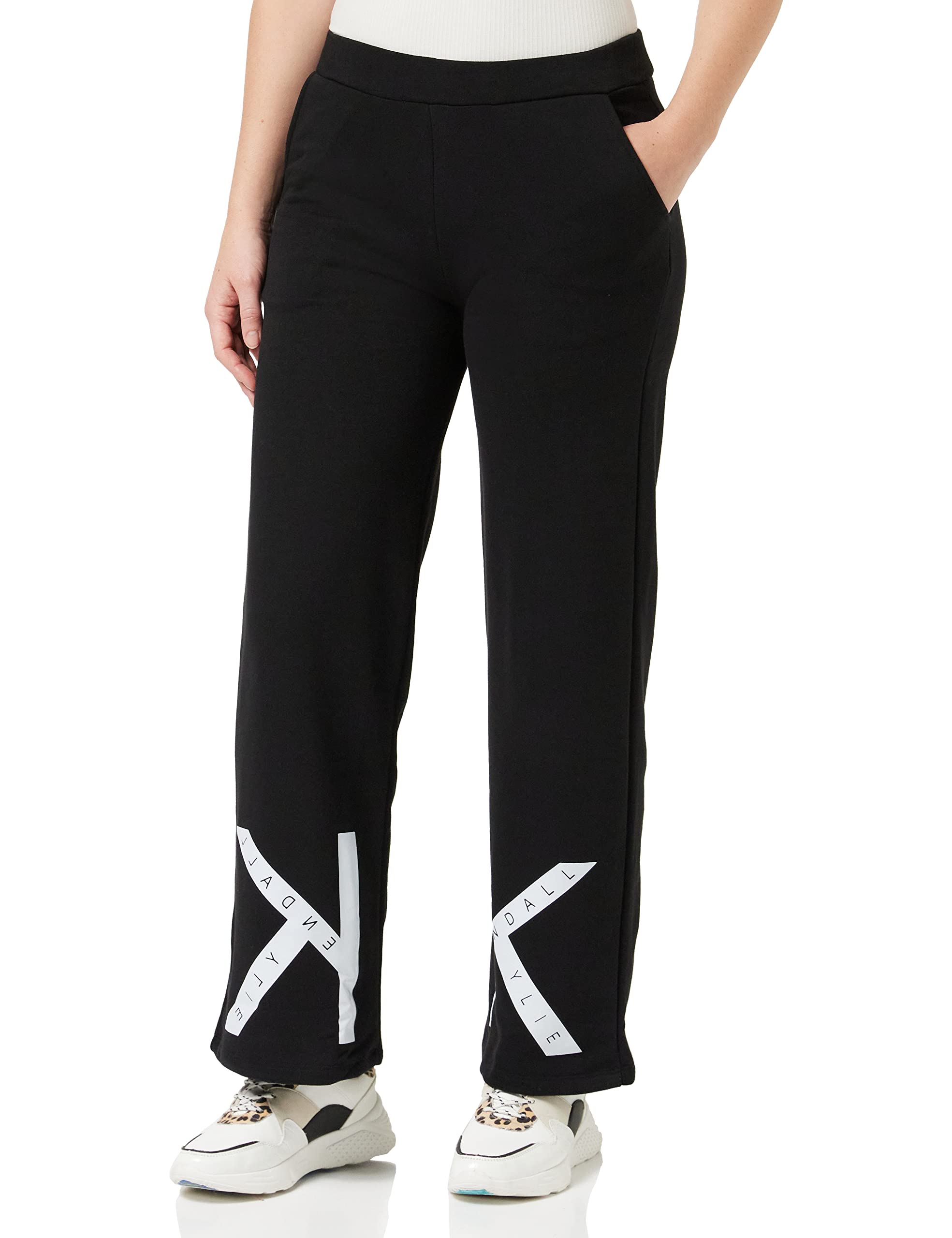 KENDALL & KYLIE Women's K&K W Straight FIT Logo Sweatpants KKW3711715, Black, M