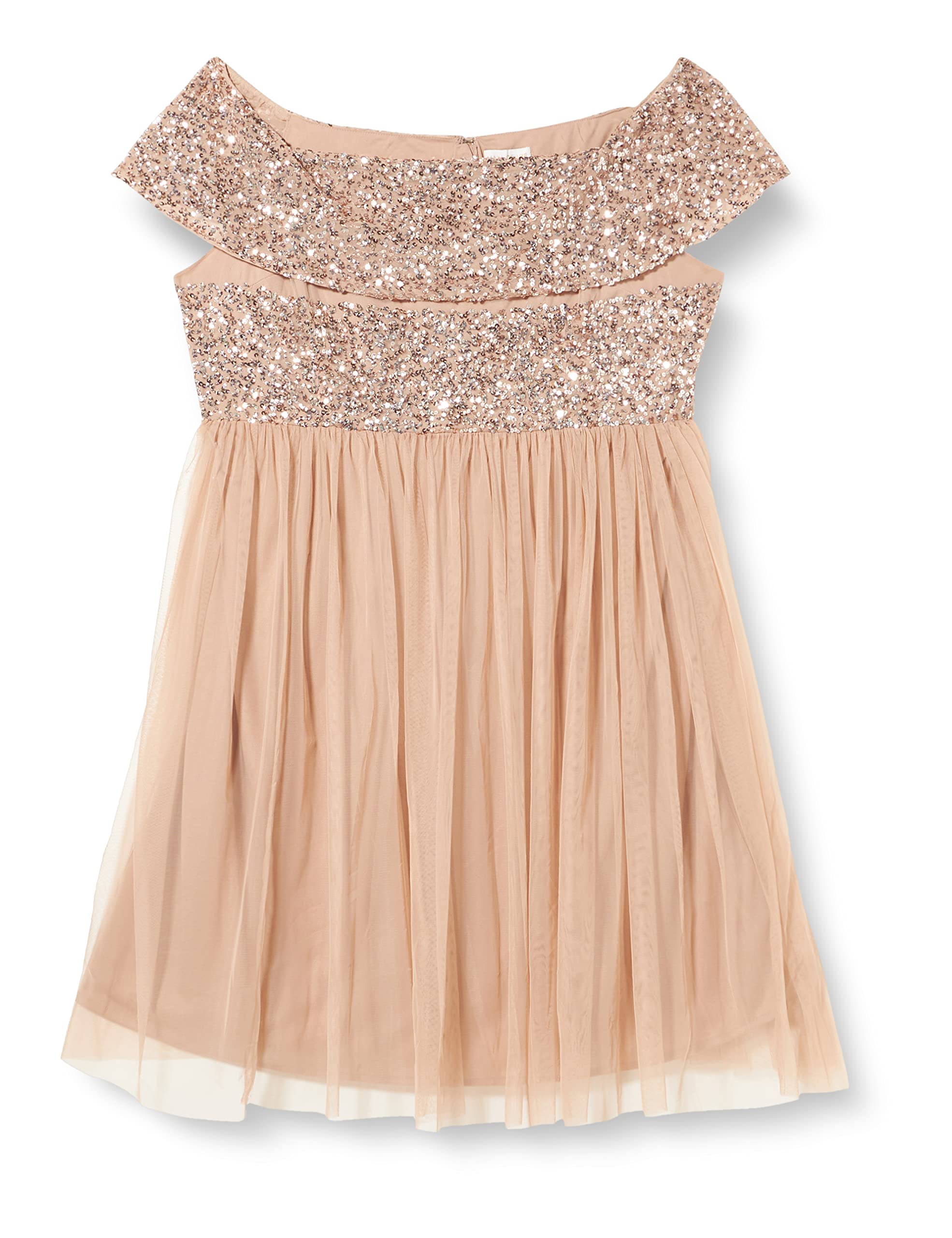 Maya Deluxe Women's Embellished Midi Evening Dress Ladies V Neckline with Short Sleeve for Prom Wedding Bridesmaid, Ice Blue, 14