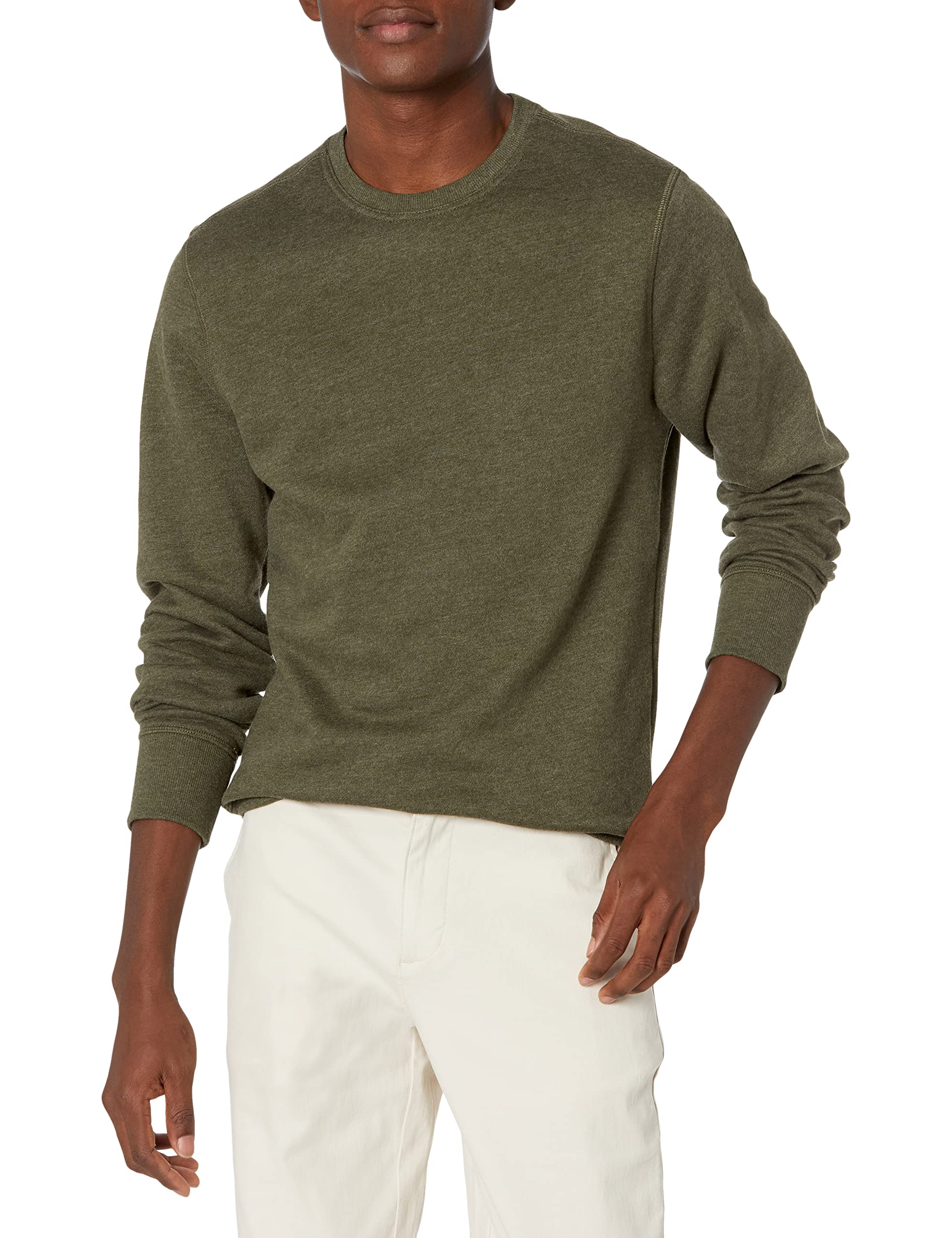 Amazon Essentials Men's Fleece Crew Neck Sweatshirt (Available in Big & Tall), Olive Heather, S