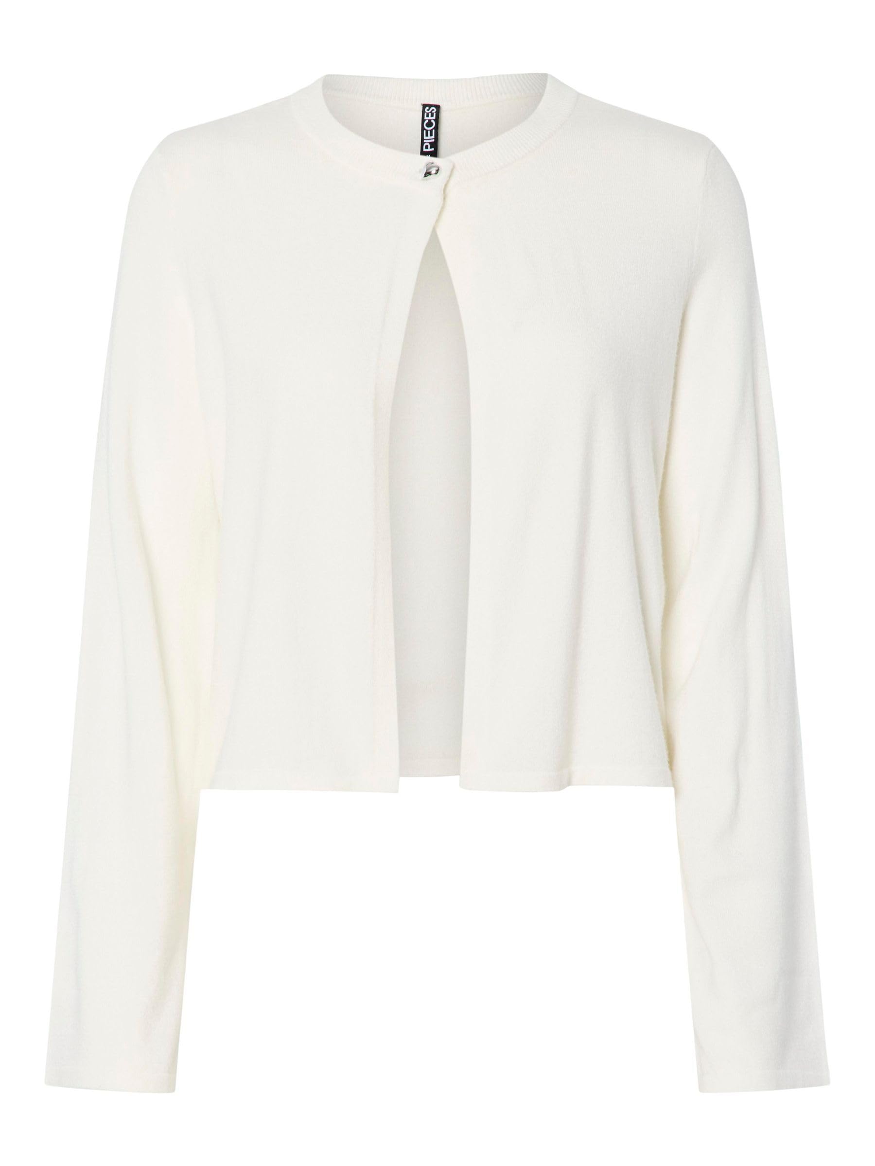 PIECES Pcorina LS O-Neck Knit Cardigan Pwp BC, Cloud Dancer, L