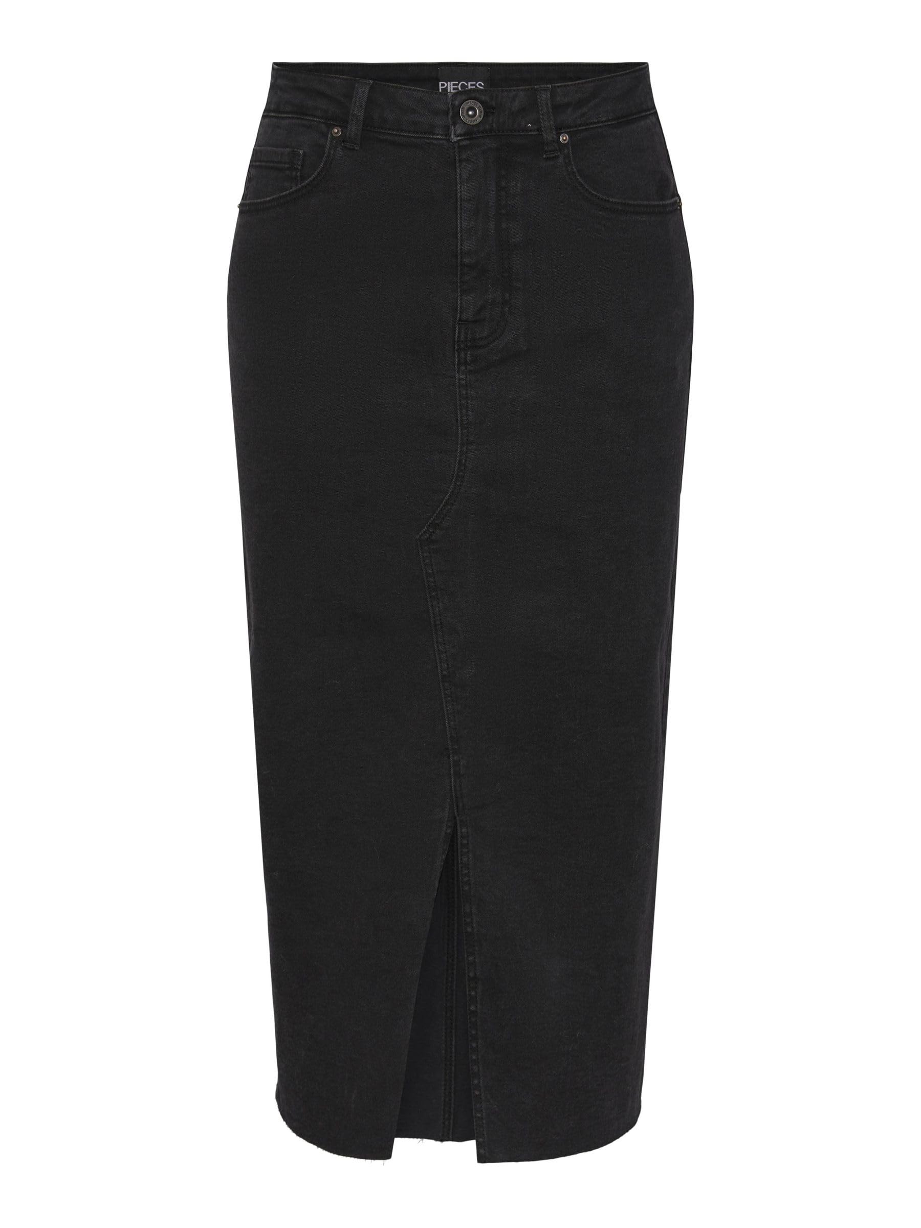 PIECES PCJESSICA MIDI Denim Skirt MM, Black, XS