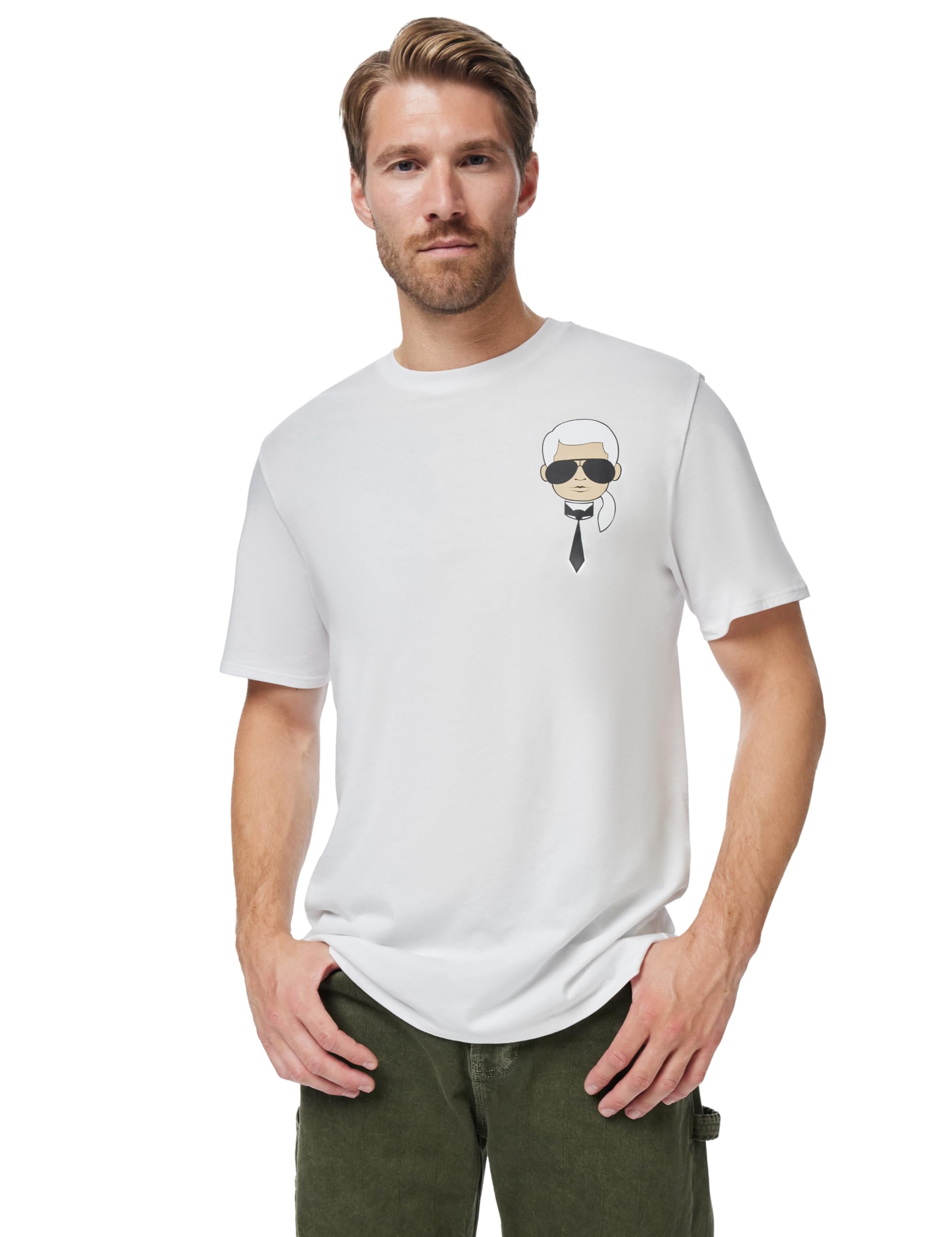 KARL LAGERFELD Men's Classic Karl Character Short Sleeve Crew Neck T-Shirt, White, XXL