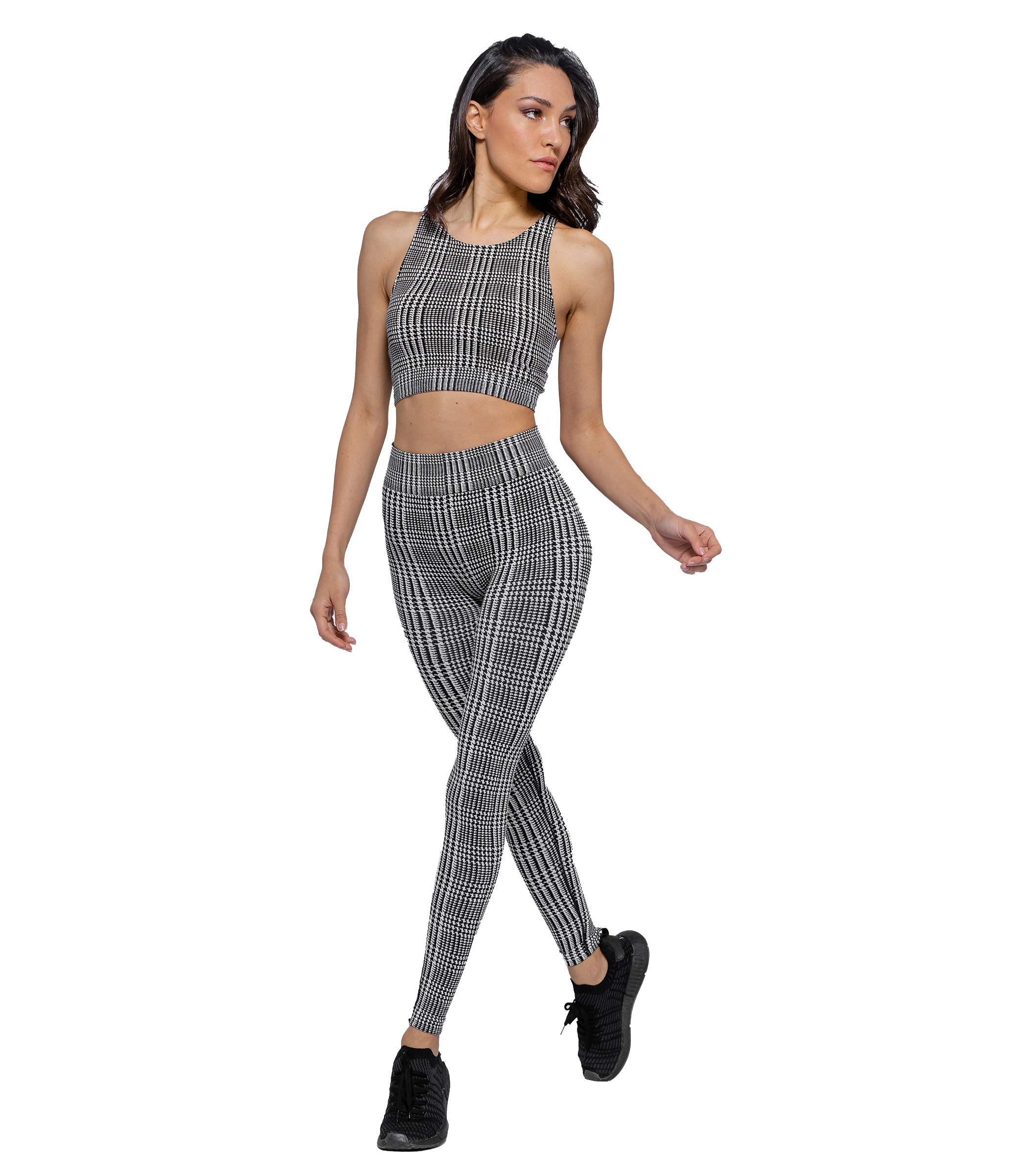 HEART and SOUL Leggings Sportivo Donna - Houndstooth Black/White