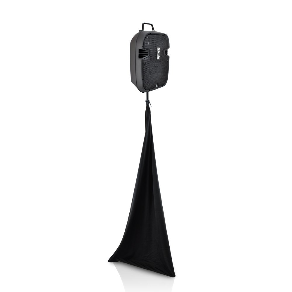 Pyle Universal Dj Light Speaker Stand Skirt Tripod Scrim Cover w/Stretchable Lycra Spandex Material-Velcro Straps, Bag-For On Stage/Event Use PSCRIM3B, Black