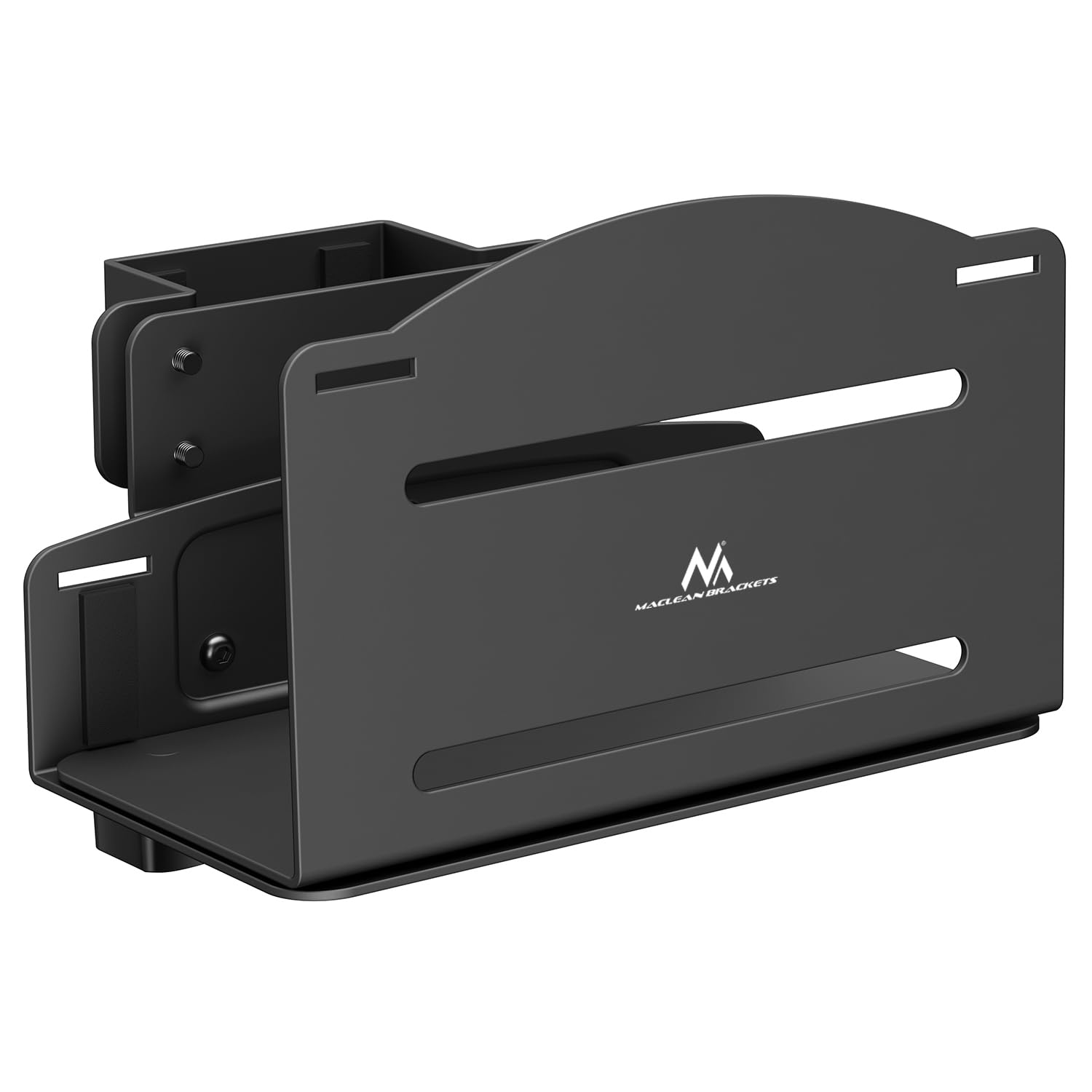 Maclean MC-116 - Adjustable UC holder for central unit - Wall or column mounting - Depth 122-212 mm - Rugged steel 10 kg - Safety straps - Elegant black design