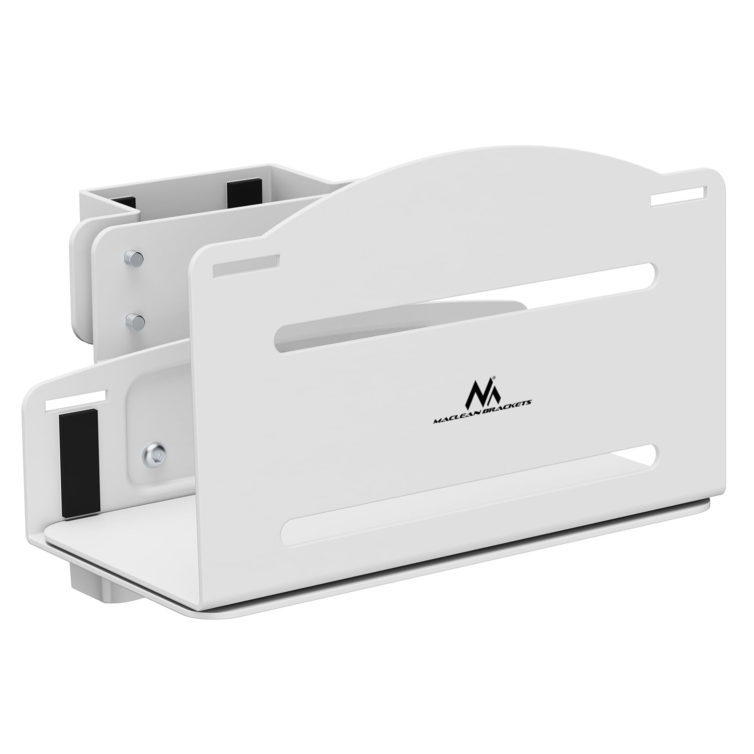 Maclean MC-116W Wall bracket for central unit, adjustable 122-212 mm, made of heavy-duty steel, 10 kg, with securing straps for vertical mounting on desk post