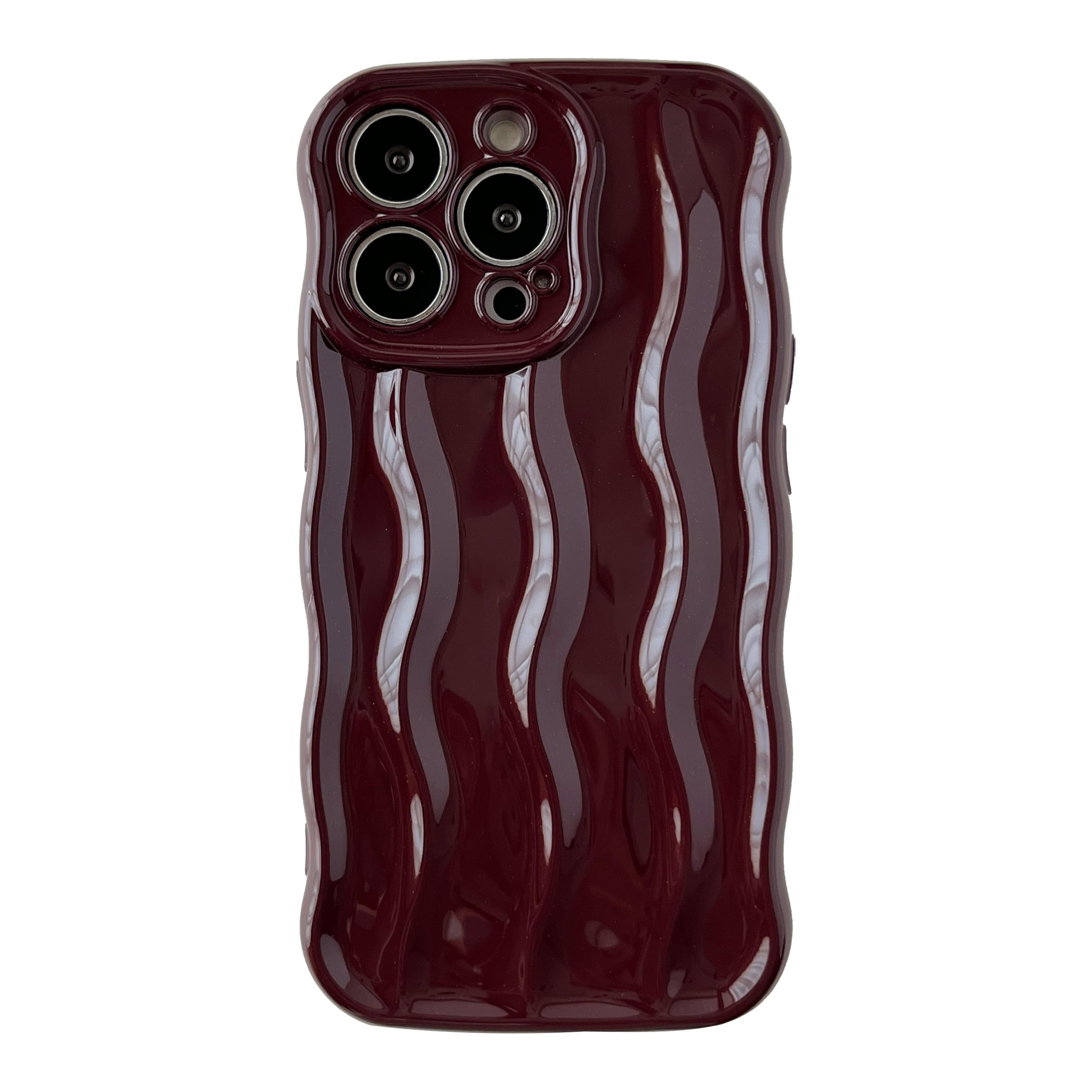 Caseative Water Ripple Pattern Curly Wave Frame Soft Compatible with iPhone Case (Red,iPhone 13 Pro)