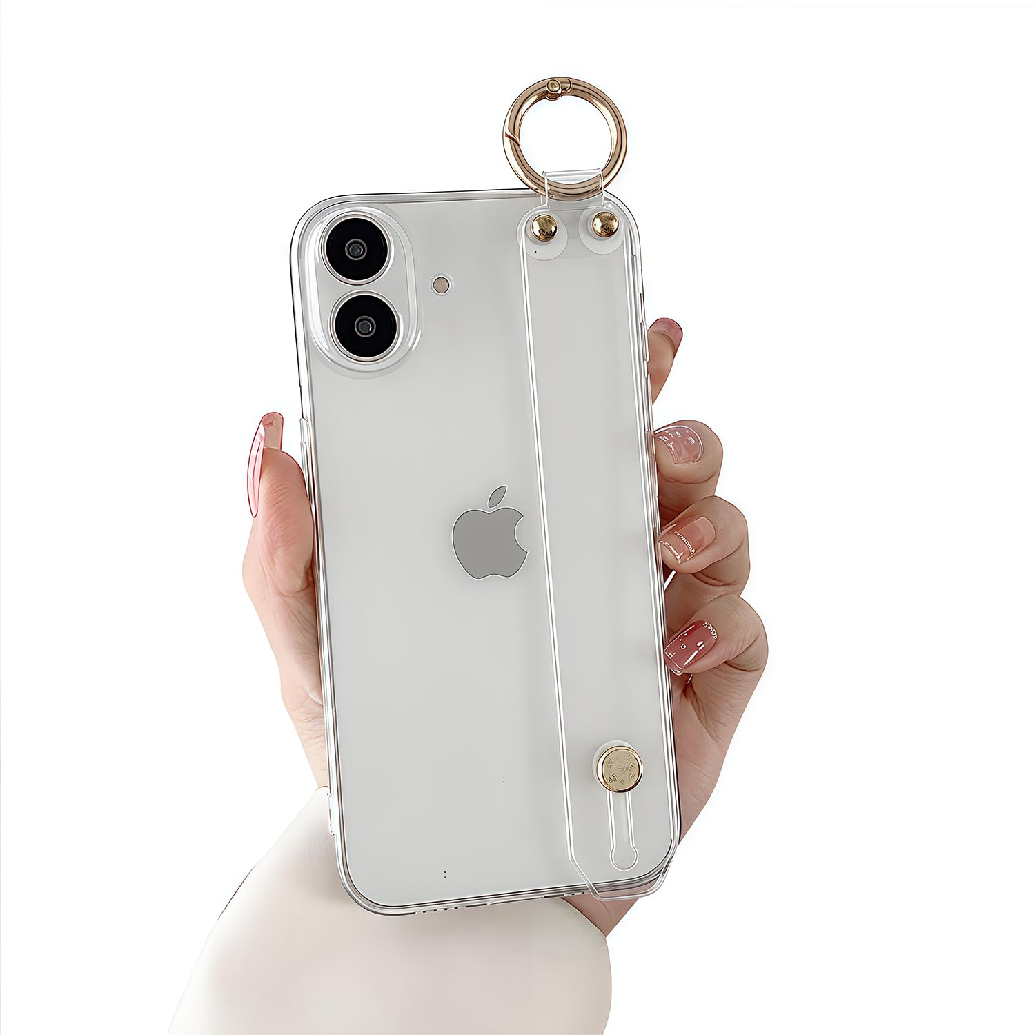 siduater Hand Strap Holder Case for 6.1“ iPhone 16 with Kickstand, Wrist Strap Band Soft Clear Shockproof Protective Cover, Adjustable Handle Grip Loop for iPhone 16 6.1 Inch, Crystal Clear