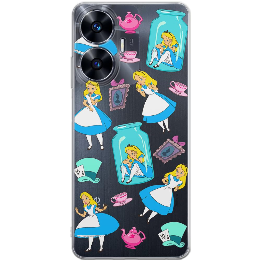 ERT GROUP mobile phone case for Realme C55 original and officially Licensed Disney pattern Alice 011 optimally adapted to the shape of the mobile phone, partially transparent
