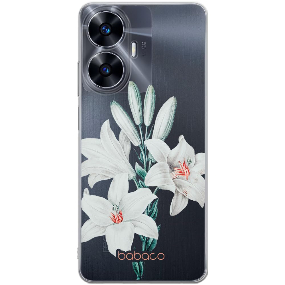 Babaco ERT GROUP mobile phone case for Realme C55 original and officially Licensed pattern Flowers 039 optimally adapted to the shape of the mobile phone, partially transparent