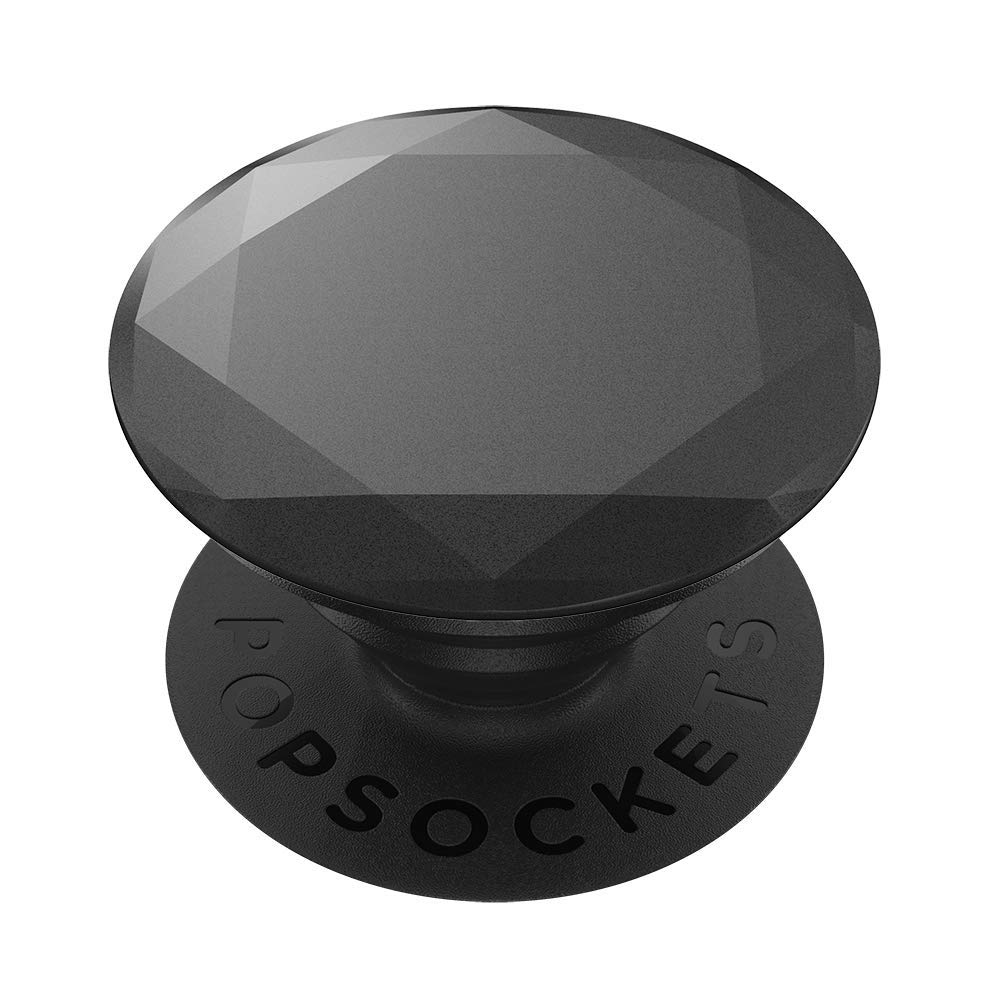 PopSockets 800504 PopGrip - Expanding Stand and Grip with Swappable Top - Metallic Diamond Black