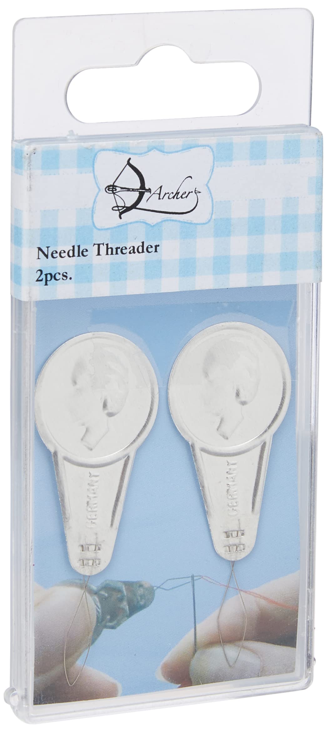 Archer AR1010 Needle Threaders, Metal Silver, 11 x 5 x 0.5 cm
