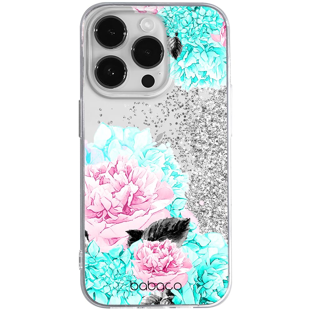 Babaco ERT GROUP mobile phone case for Apple Iphone 14 PRO MAX original and officially Licensed pattern Flowers 002 optimally adapted to the mobile phone, with glitter overflow effect