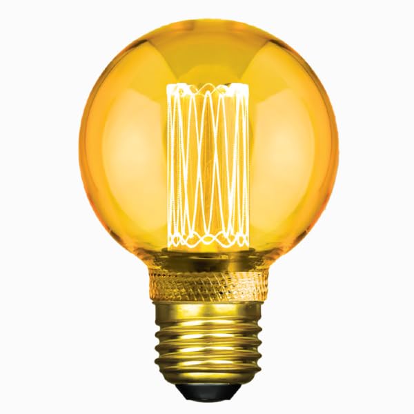 Status Bulbs Type:Round (Extra Warm White 1800k) 2.5w / Non-Dimmable/Cap: E27 / Golden Antique Finish / 15000 Hours/Multipack [2.5SRLRES1PKB12]